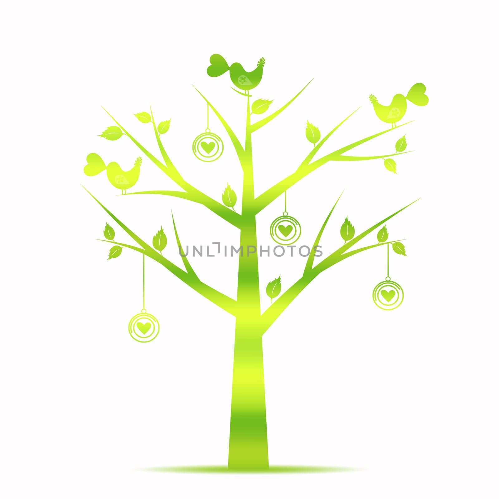 Beautiful Valentines Tree Isolated on White Background
