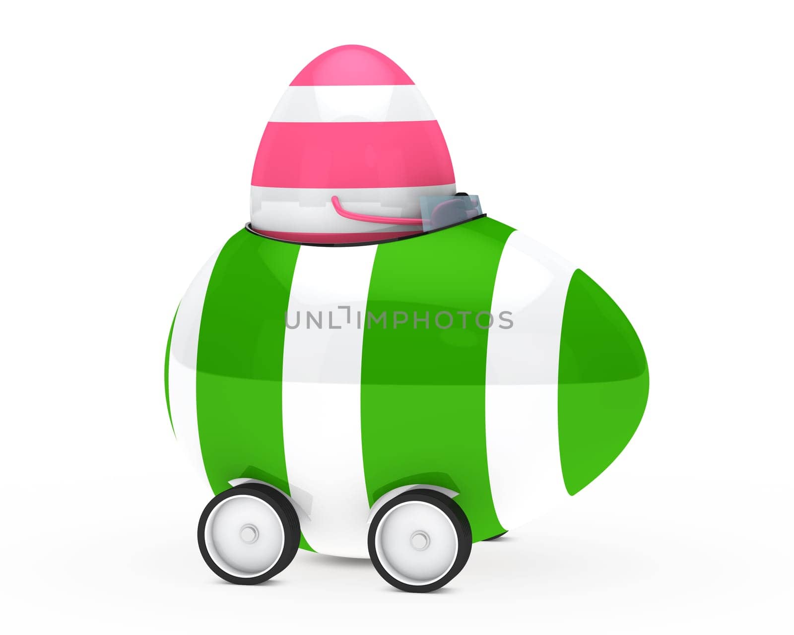 pink easter egg figure sit in car