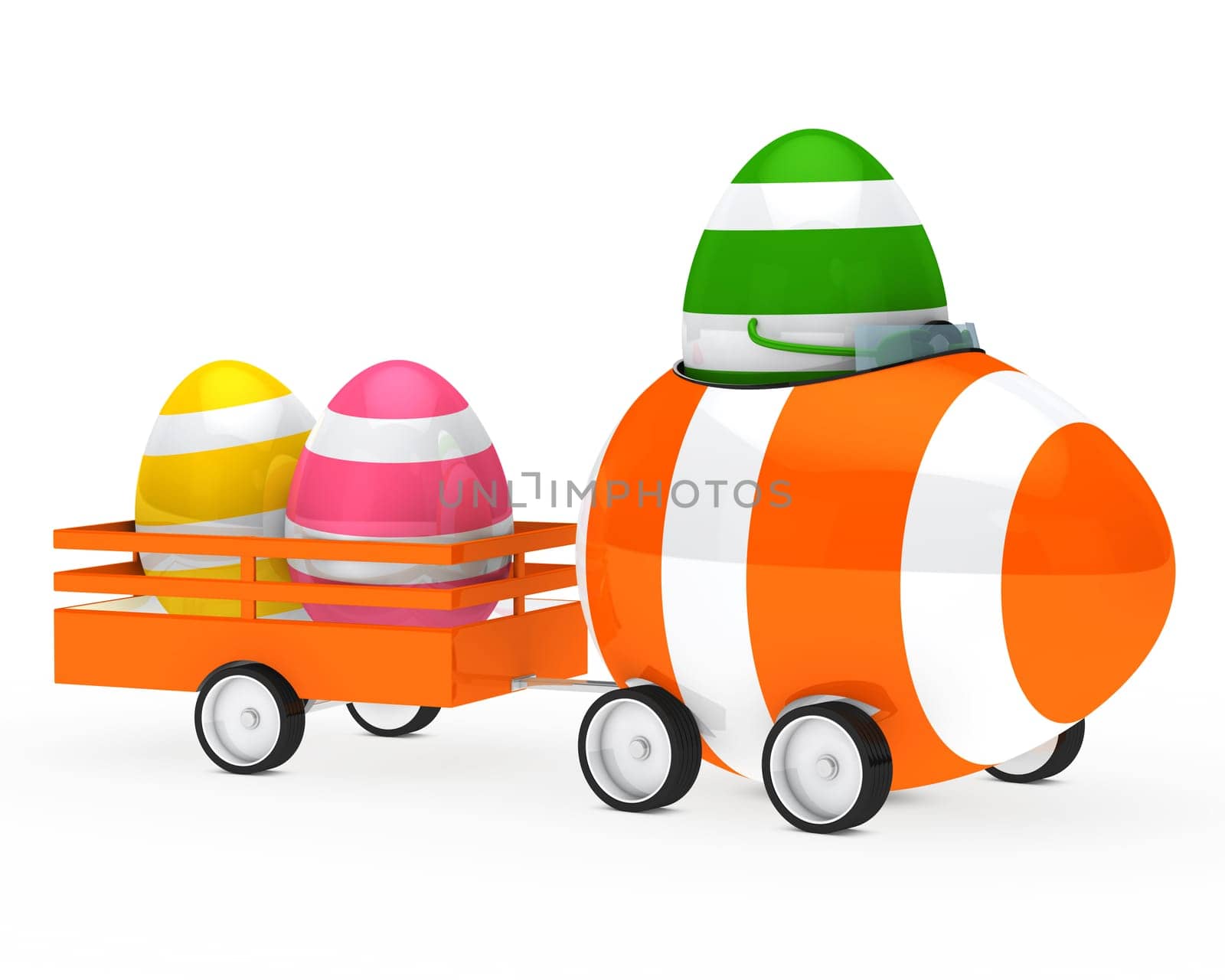 easter egg figure with car and trailer