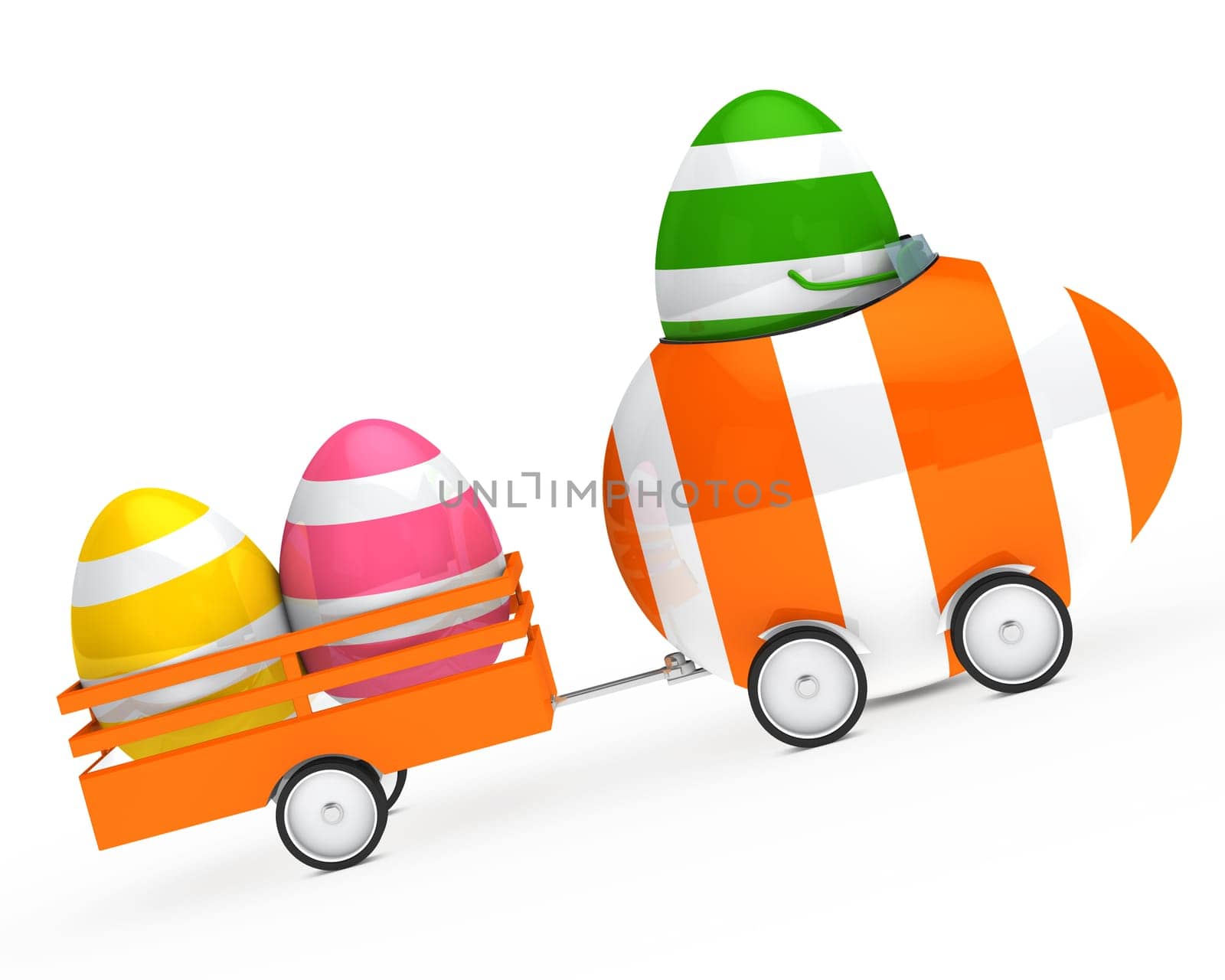 easter egg figure with car and trailer