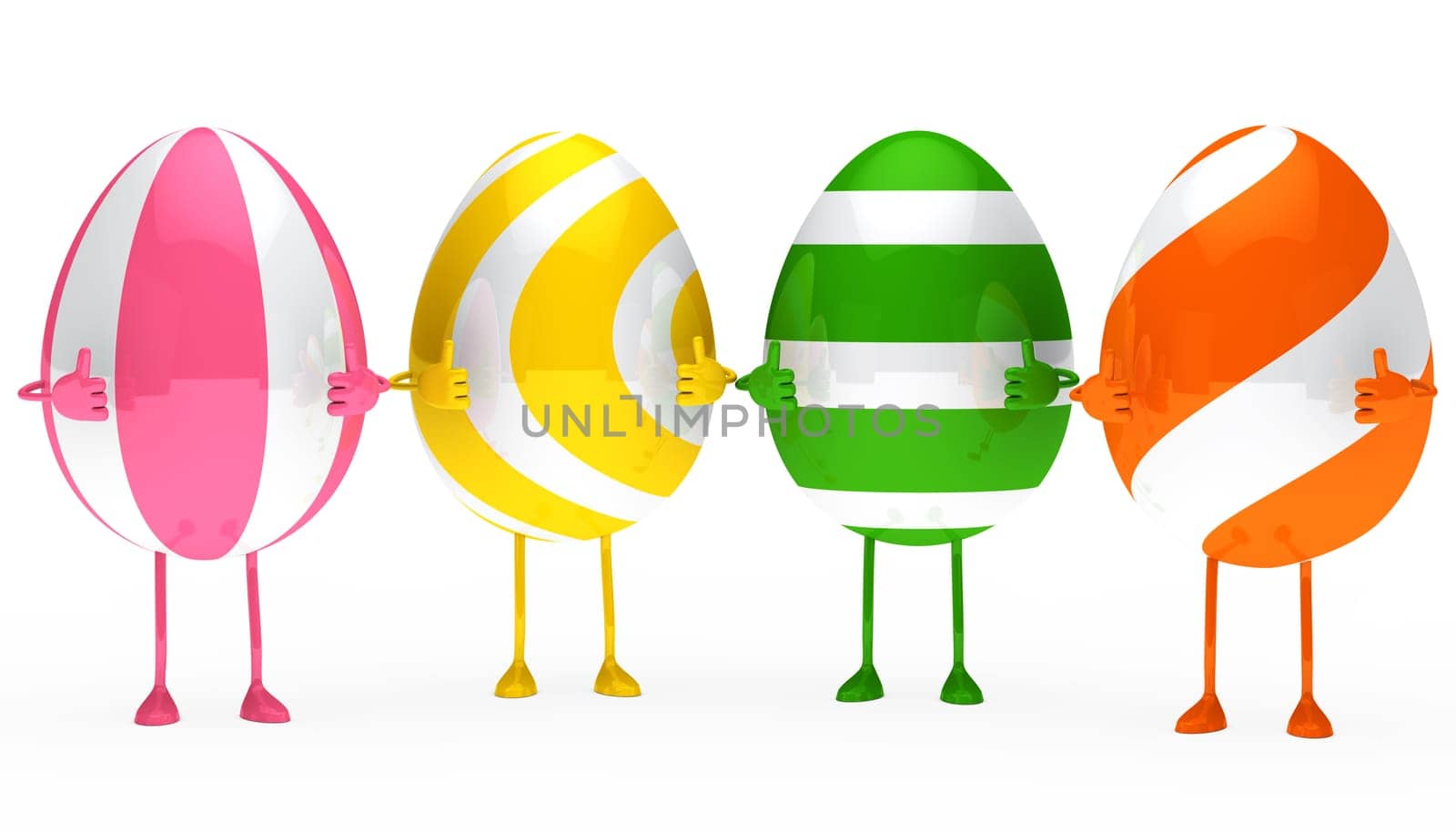 four colorful easter eggs figure show top