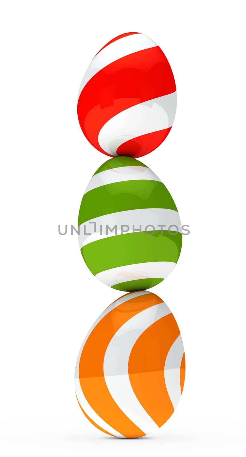 colorful easter eggs are stacked to top