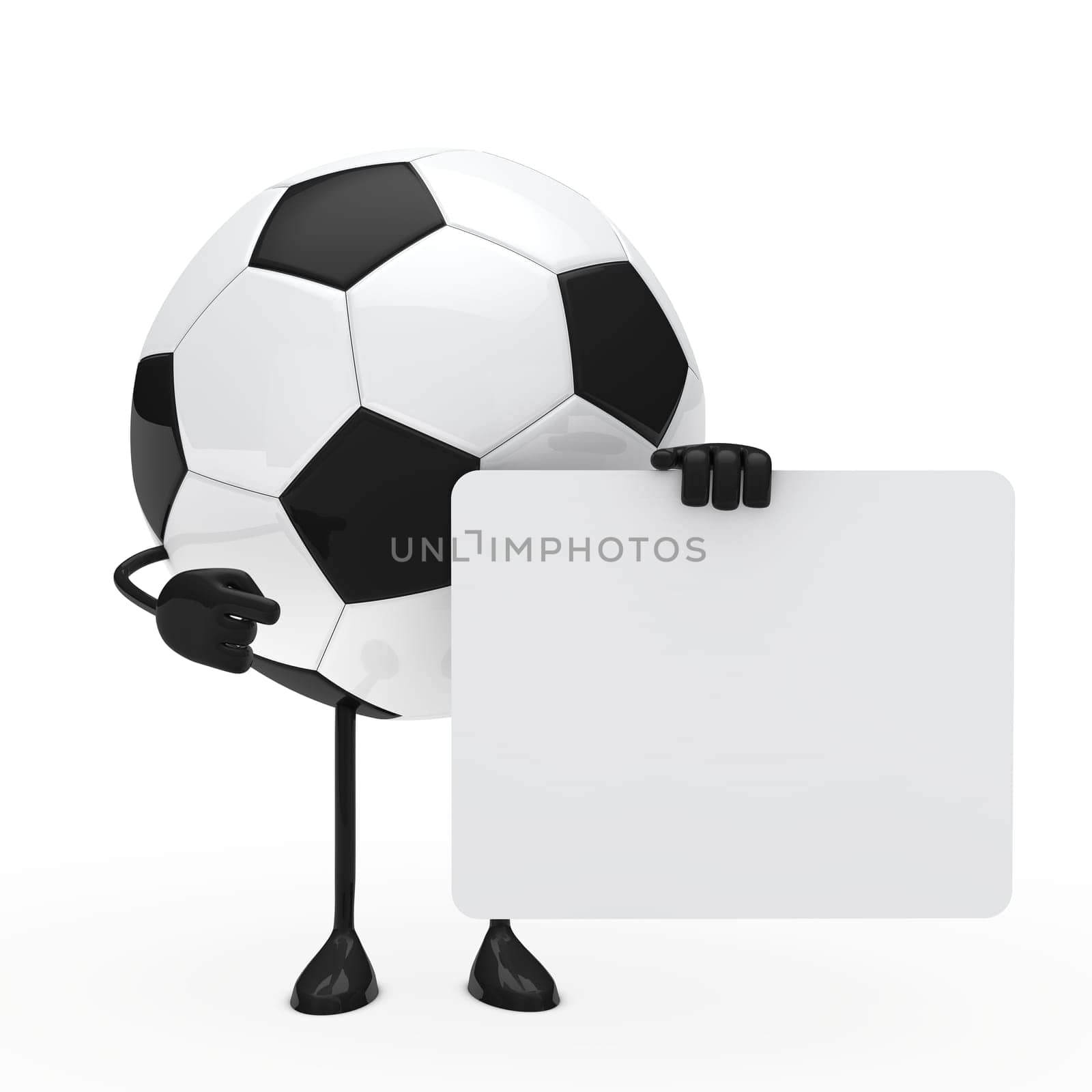 football figure hold billboard on white background