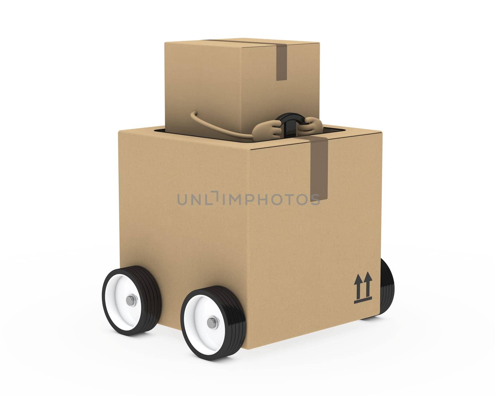 brown package figure drive in a car