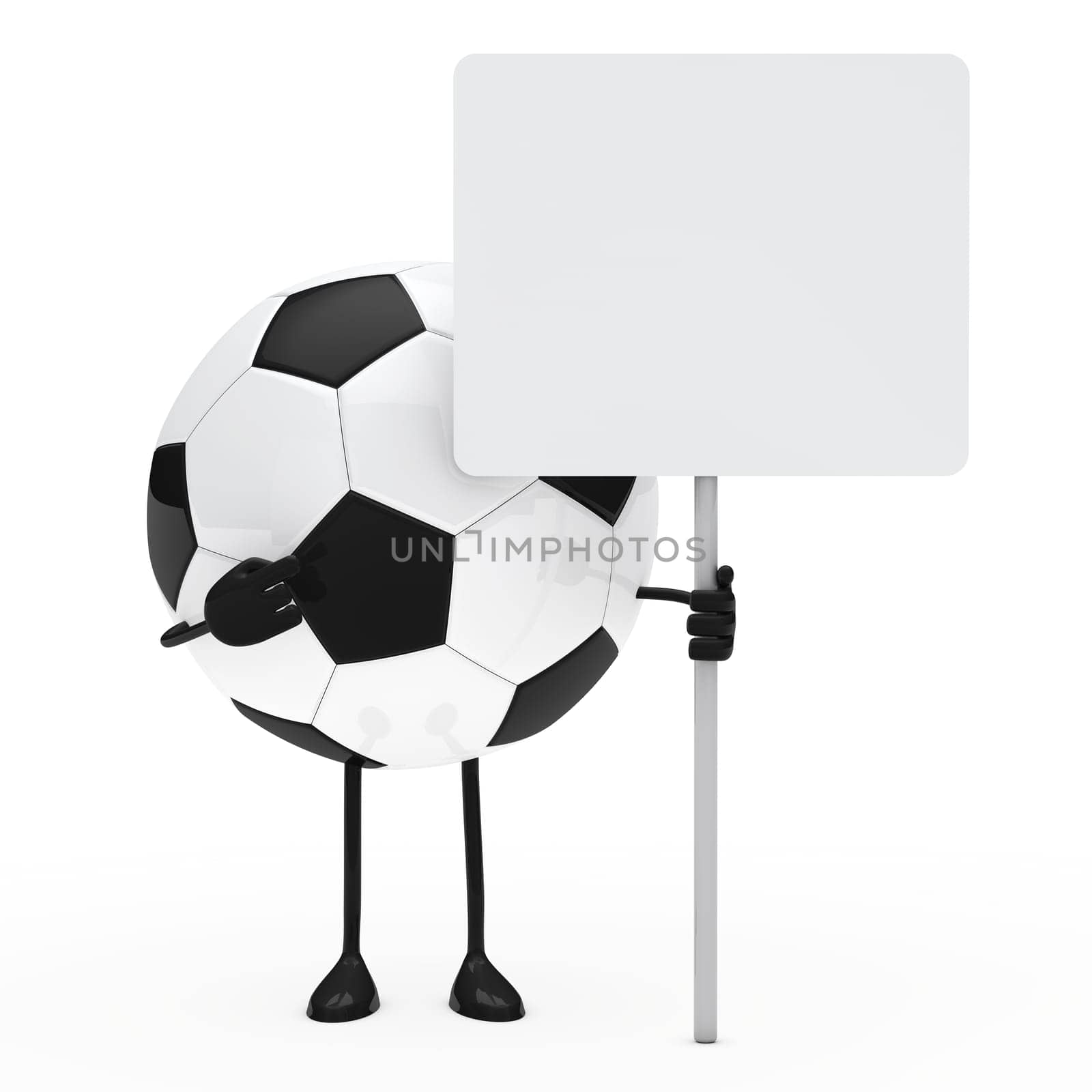 football figure hold billboard on white background