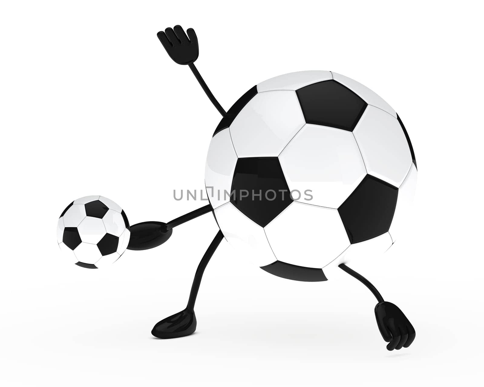 football figure shoots a ball white background