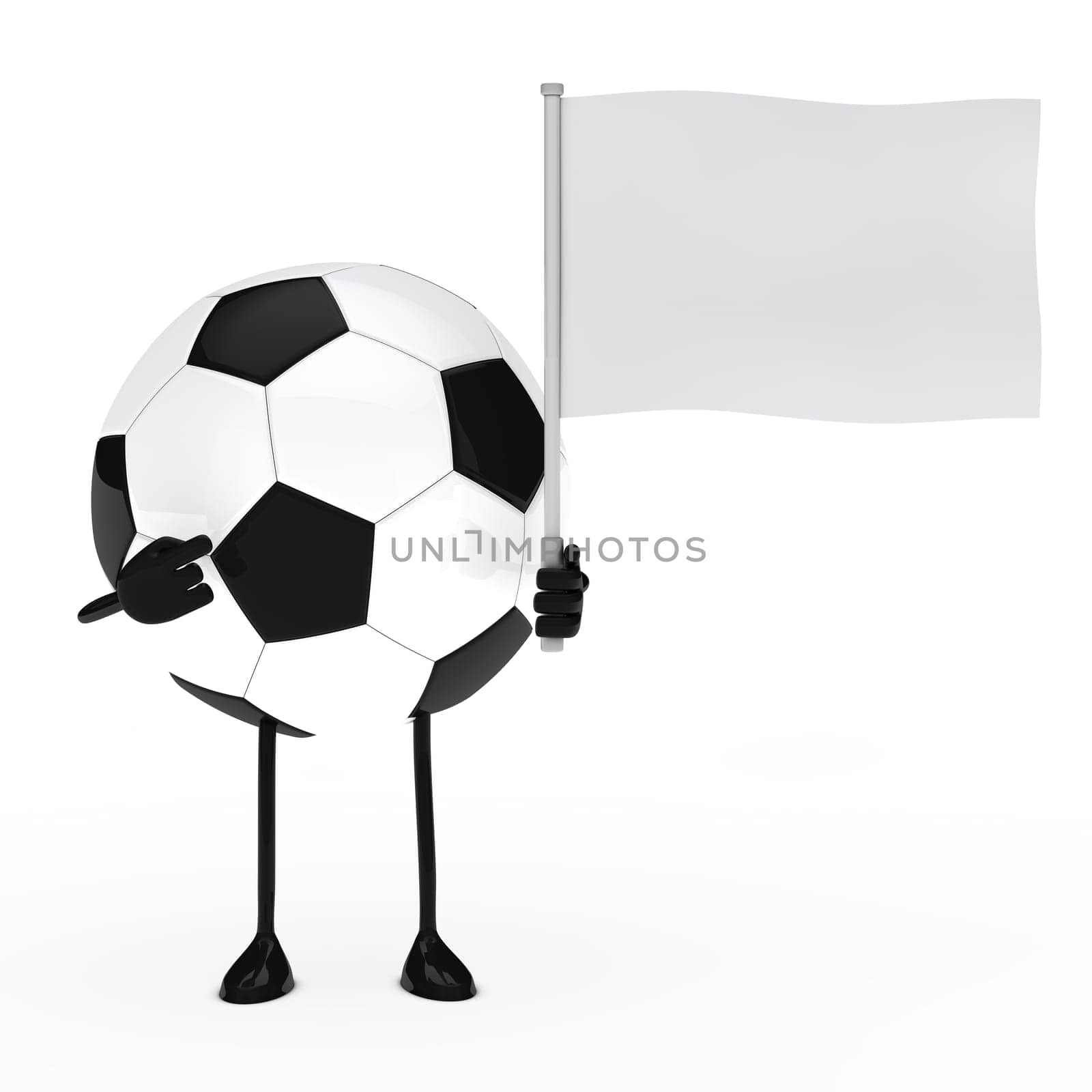 football figure pointed finger on white flag