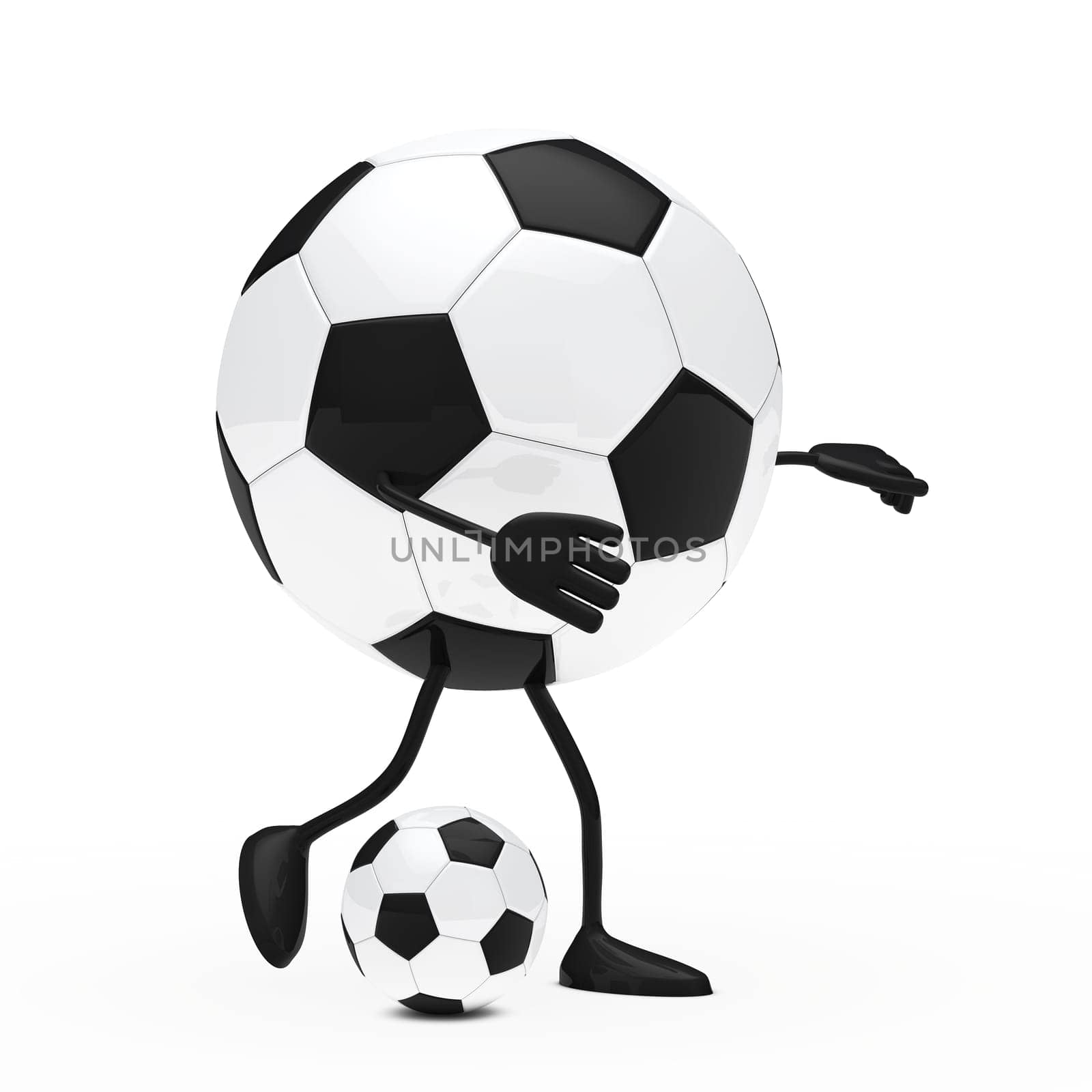 football figure shoots a ball white background
