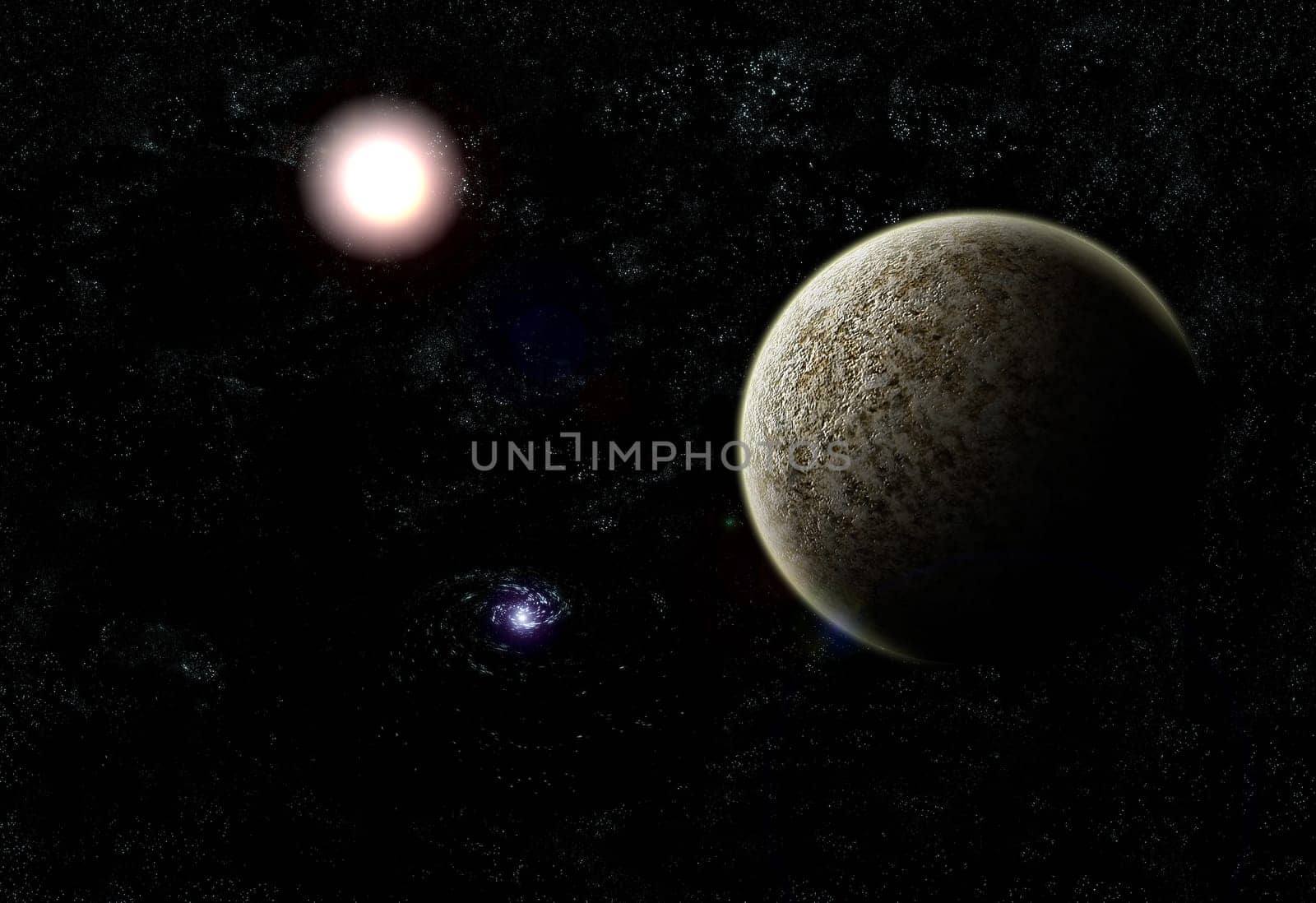 alien planet in deep space abstract 3d