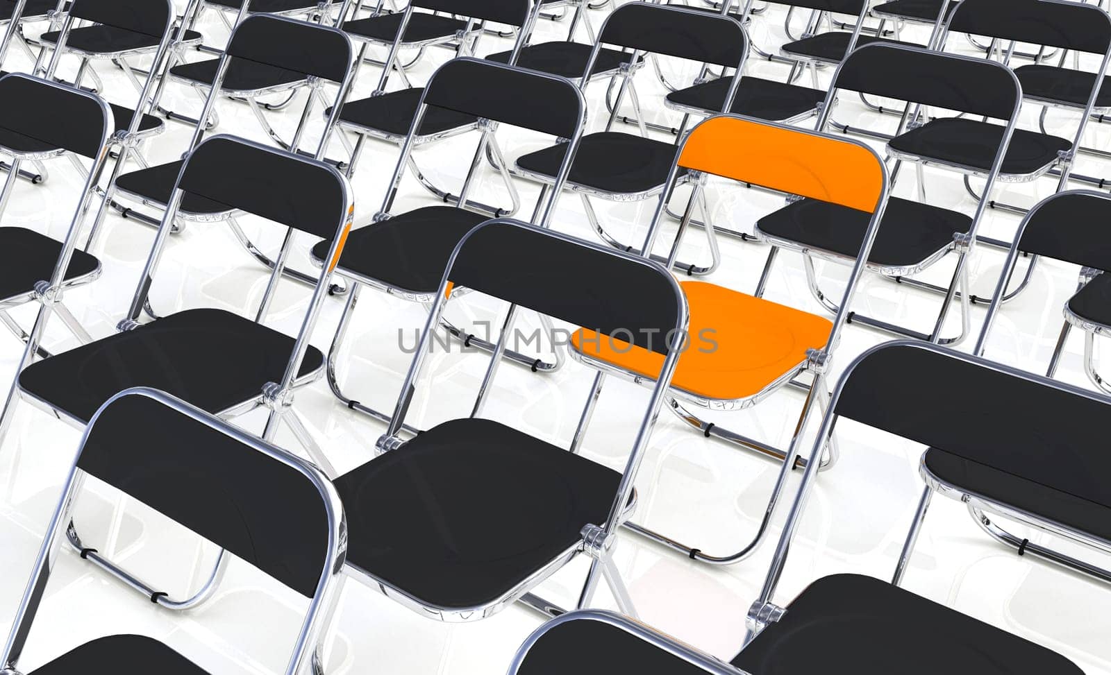 A folding chair in the crowd Orange Black