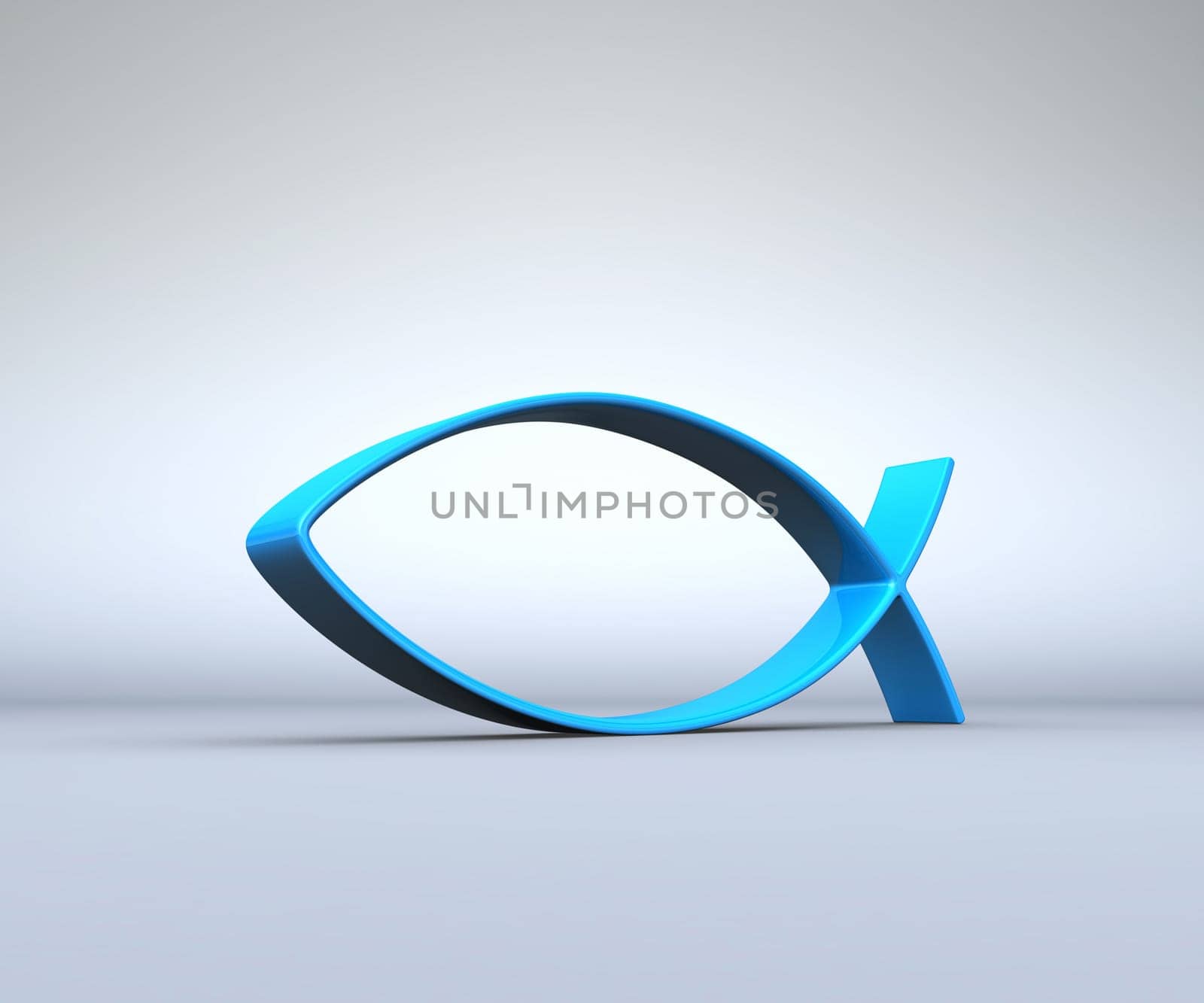3D ICHTHYS Blue on Grey 03