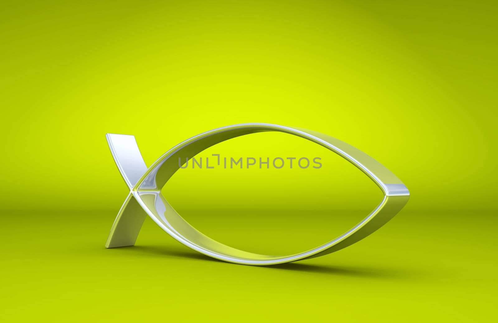 3D ICHTHYS Silver on Green 02