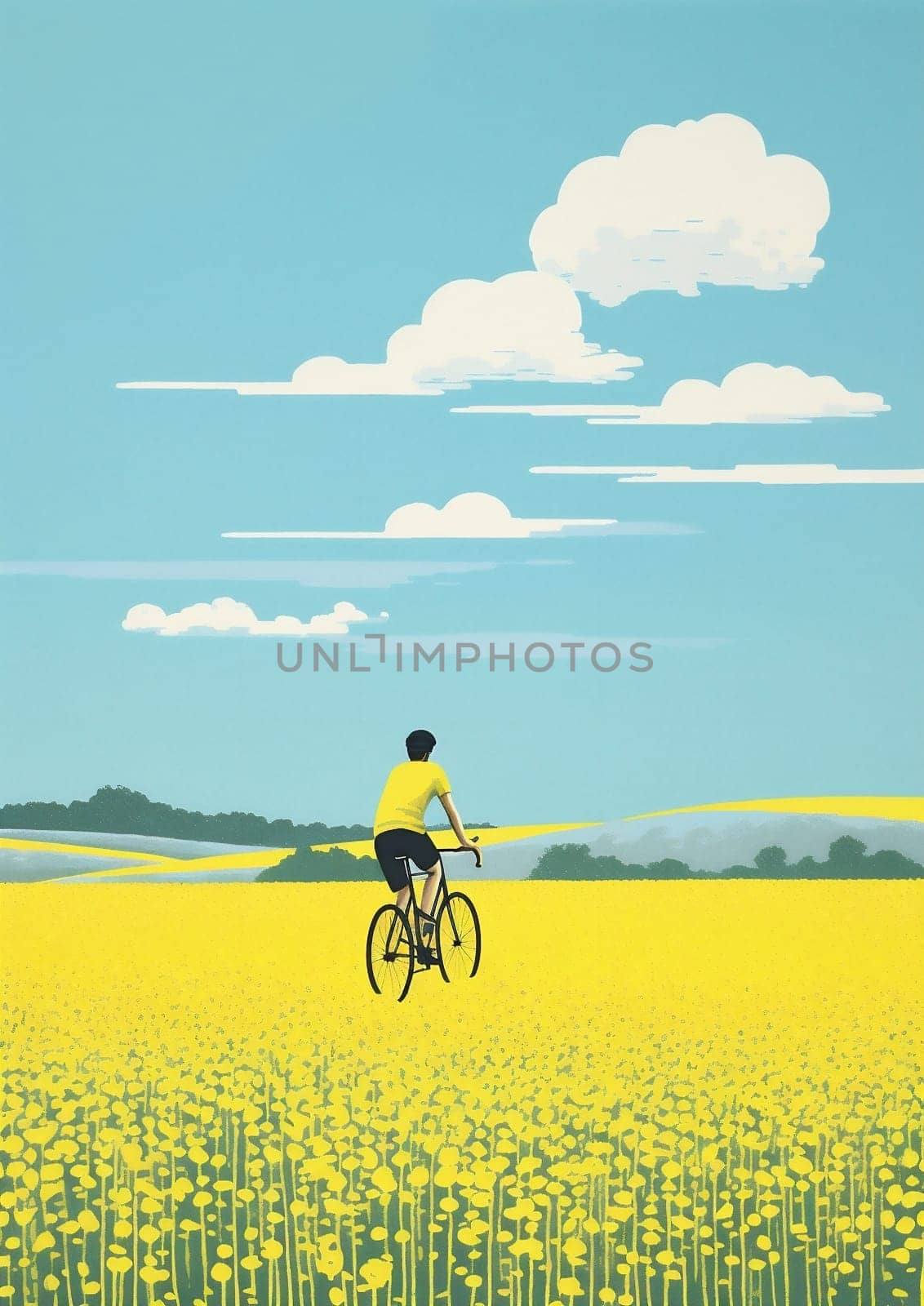 Biking person lifestyle nature background sky beauty spring landscape summer field bicycle outdoors by Vichizh