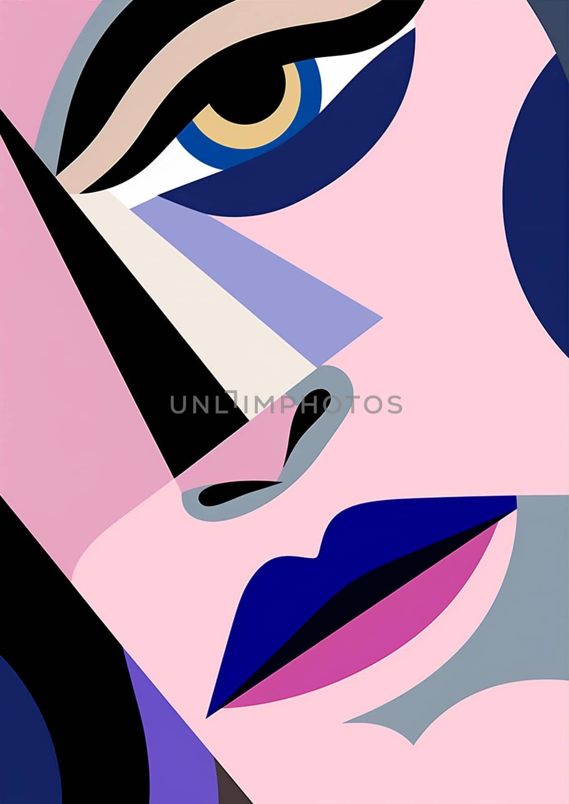 cubist woman abstract portrait modern fashion line face poster graphic cubism. Generative AI. by Vichizh