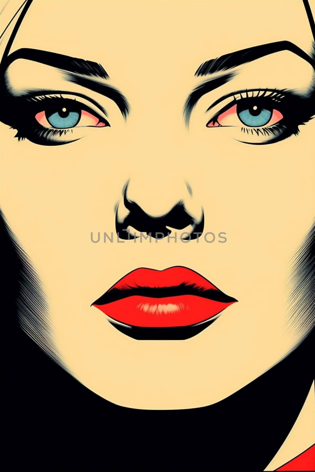 woman retro face poster wow illustration art girl trendy comic fashion. Generative AI. by Vichizh