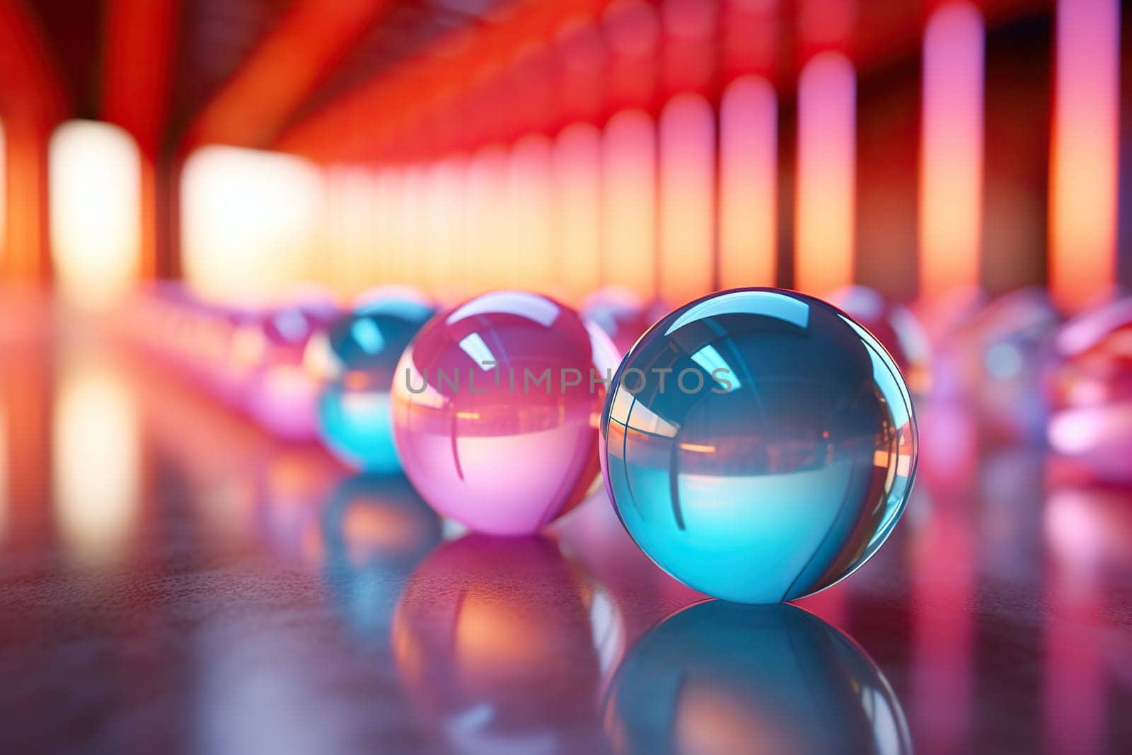 Glass multi-colored balls. Macro photography. Colorful background.