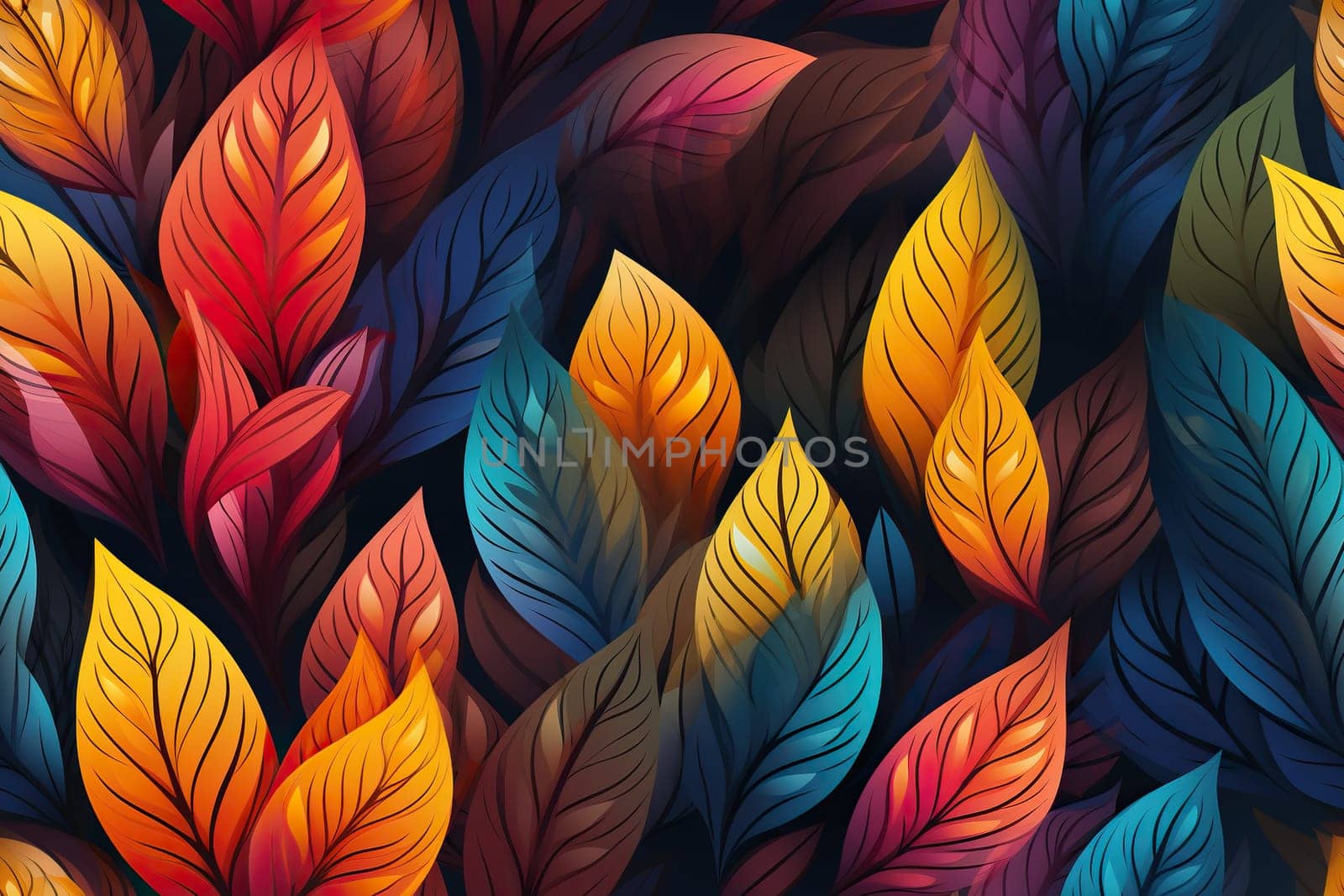 Pattern of colorful autumn leaves. Generated by artificial intelligence