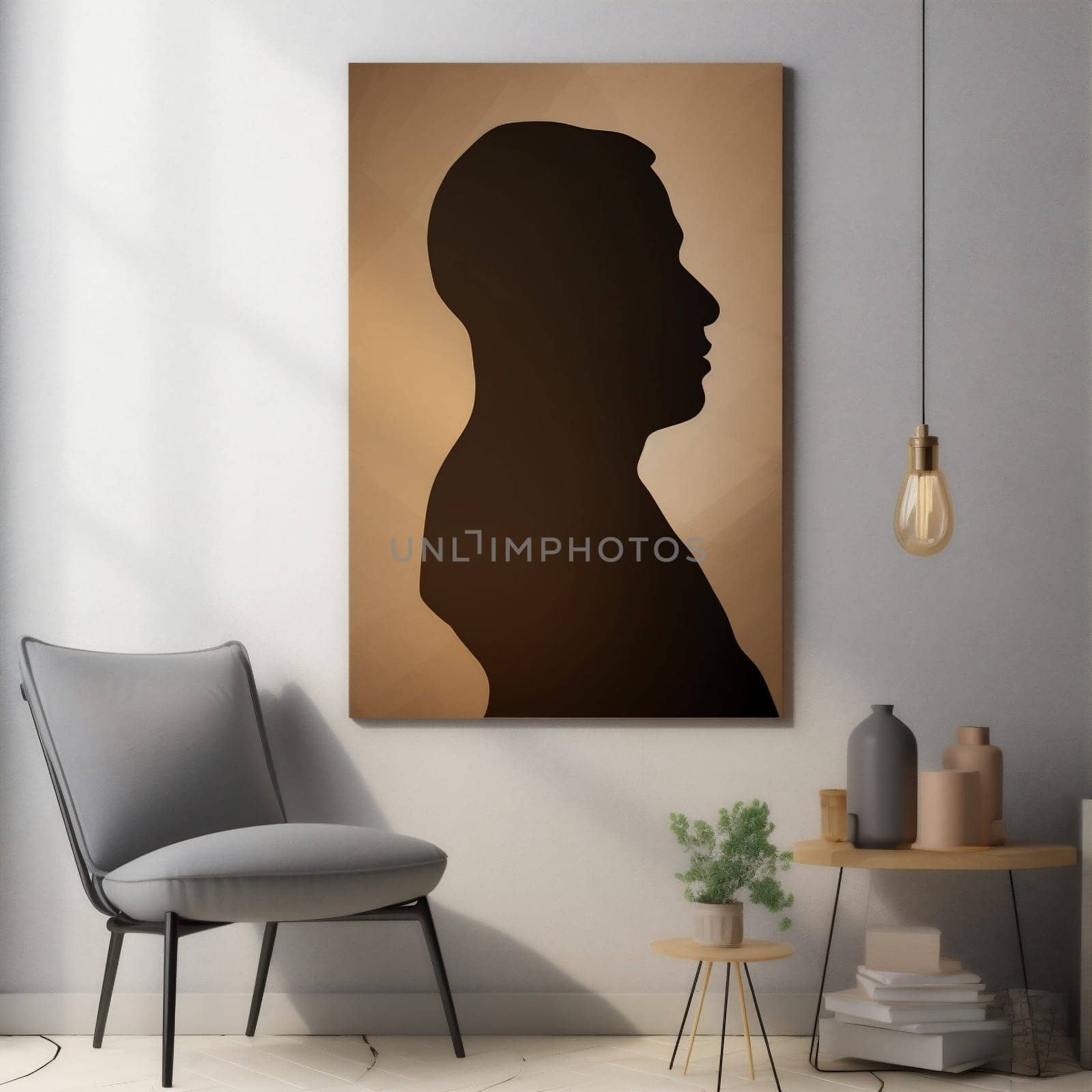 head man black face skin concept african handsome leaf human afro poster silhouette profile gold contrast guy brutal isolated avatar drawing. Generative AI.
