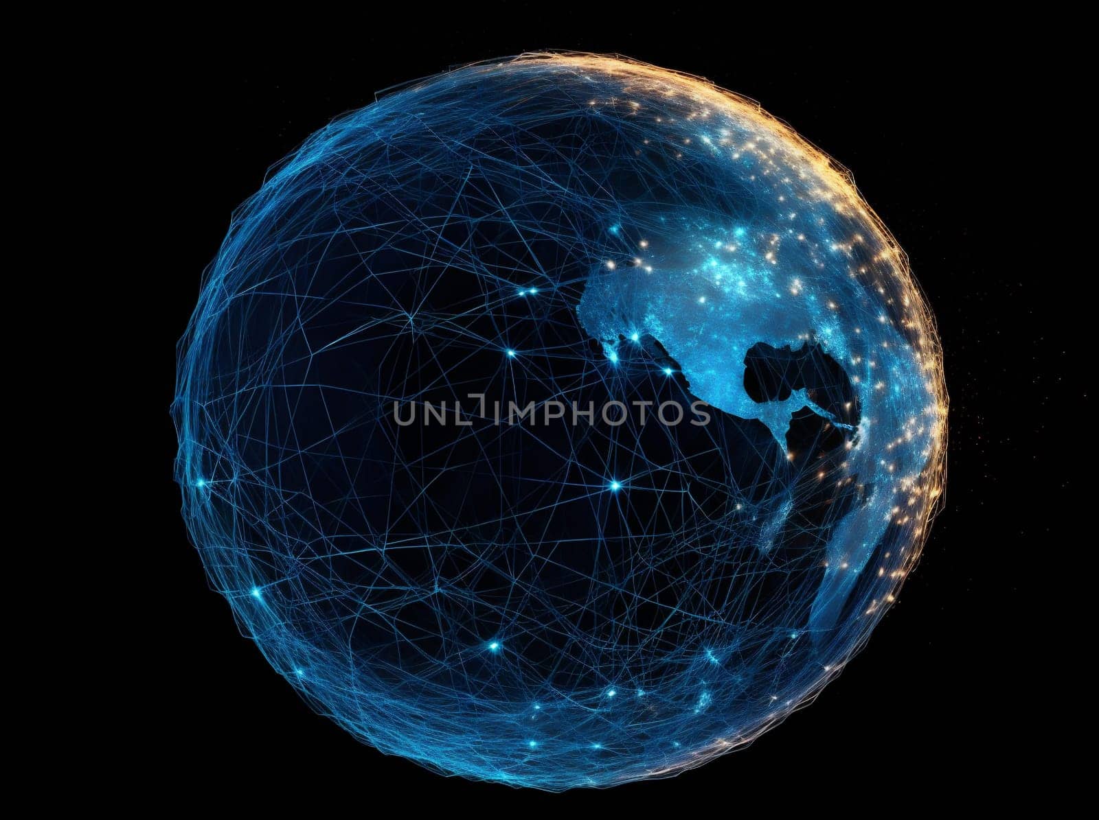 technology globe map cyberspace internet earth global planet network connection. Generative AI. by Vichizh
