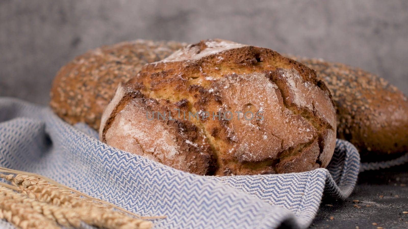 Fresh bread on kitchen counter top. Homemade bread.