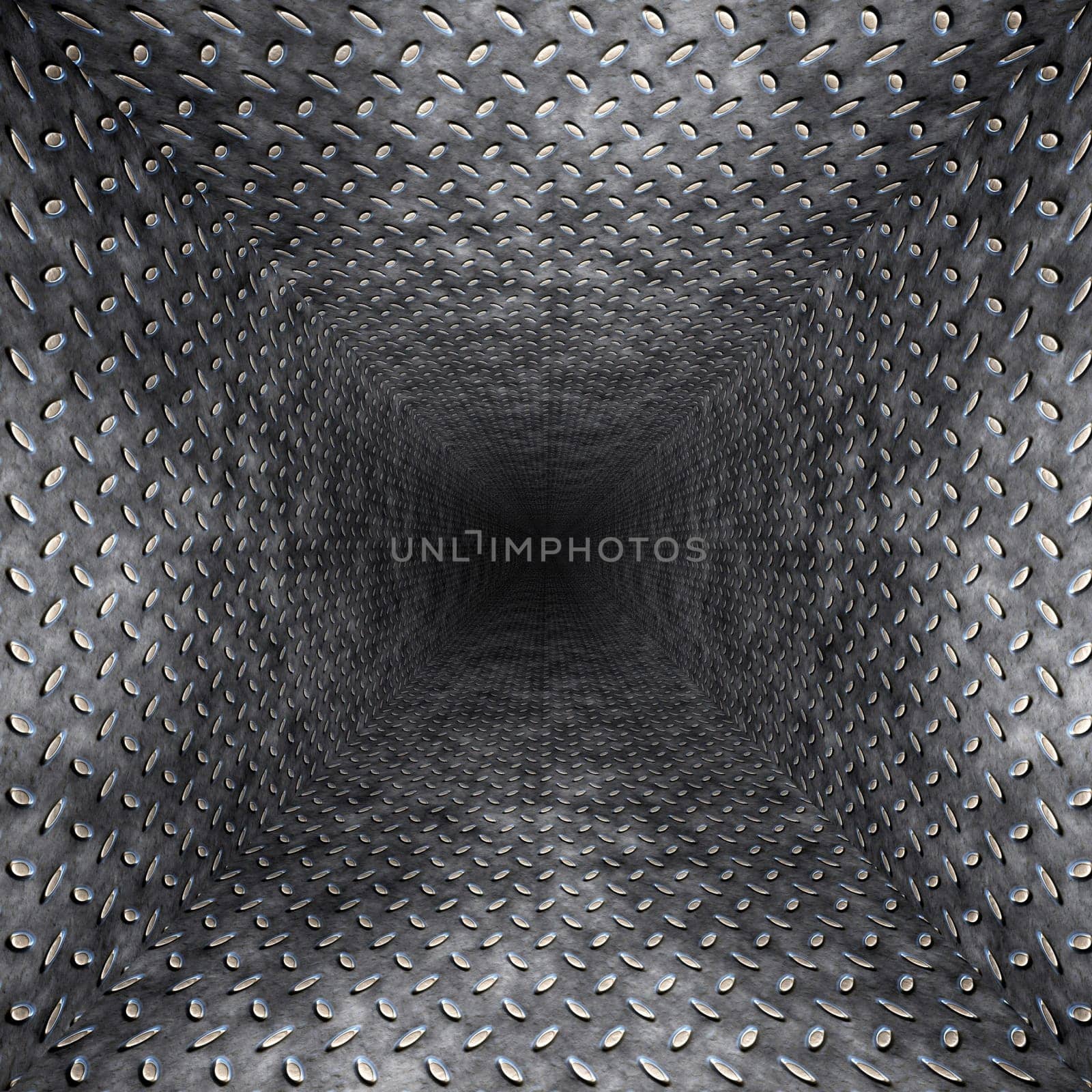 diamond plate metal tunnel or shaft