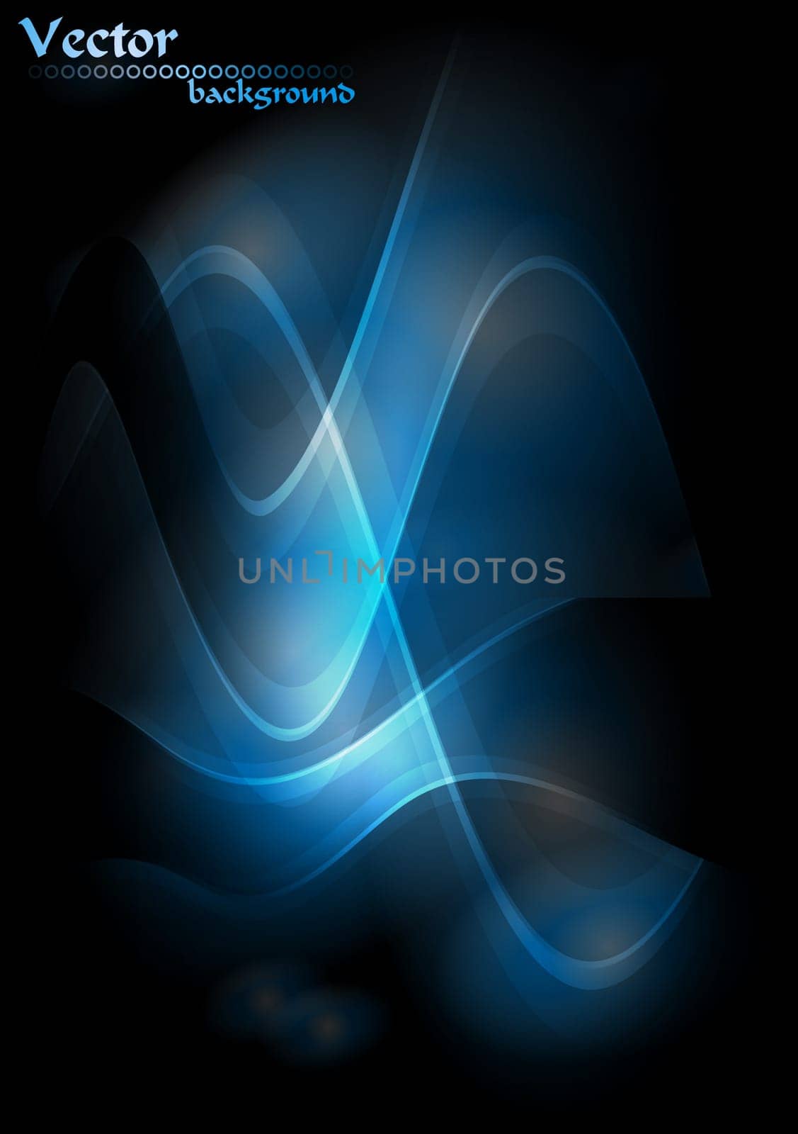 Vector illustration of glowing waves on dark background