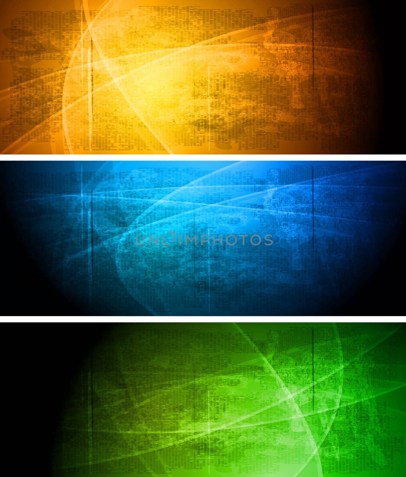 Set of vibrant grunge banners. Eps 10 vector illustration