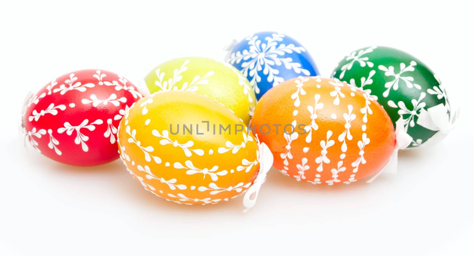 Color Easter Painted Eggs On White Background