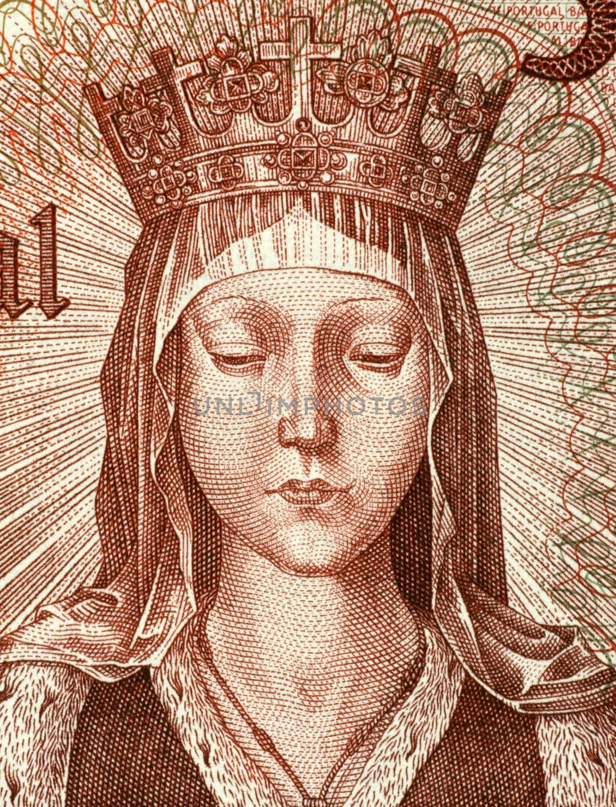 Elizabeth of Aragon (1271-1336) on 50 Escudos 1964 Banknote from Portugal. Queen consort of Portugal.