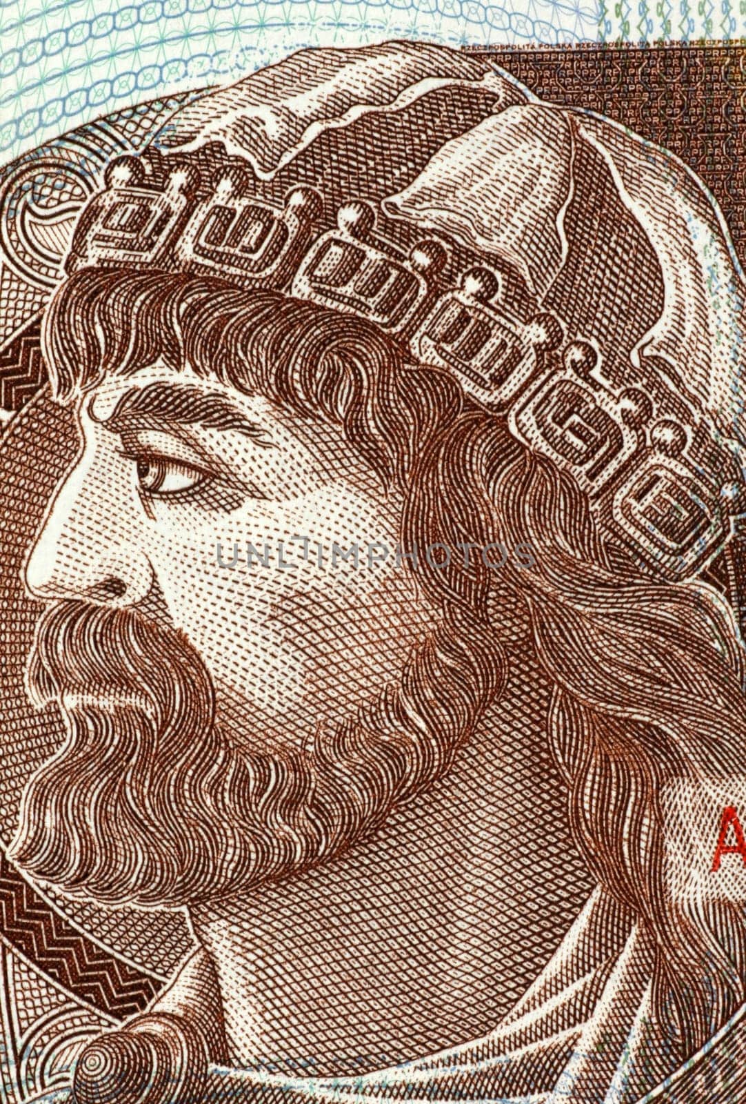 Mieszko I (930-992) on 10 Zlotych 1994 Banknote from Poland. Duke of the Polans during about 960-992.