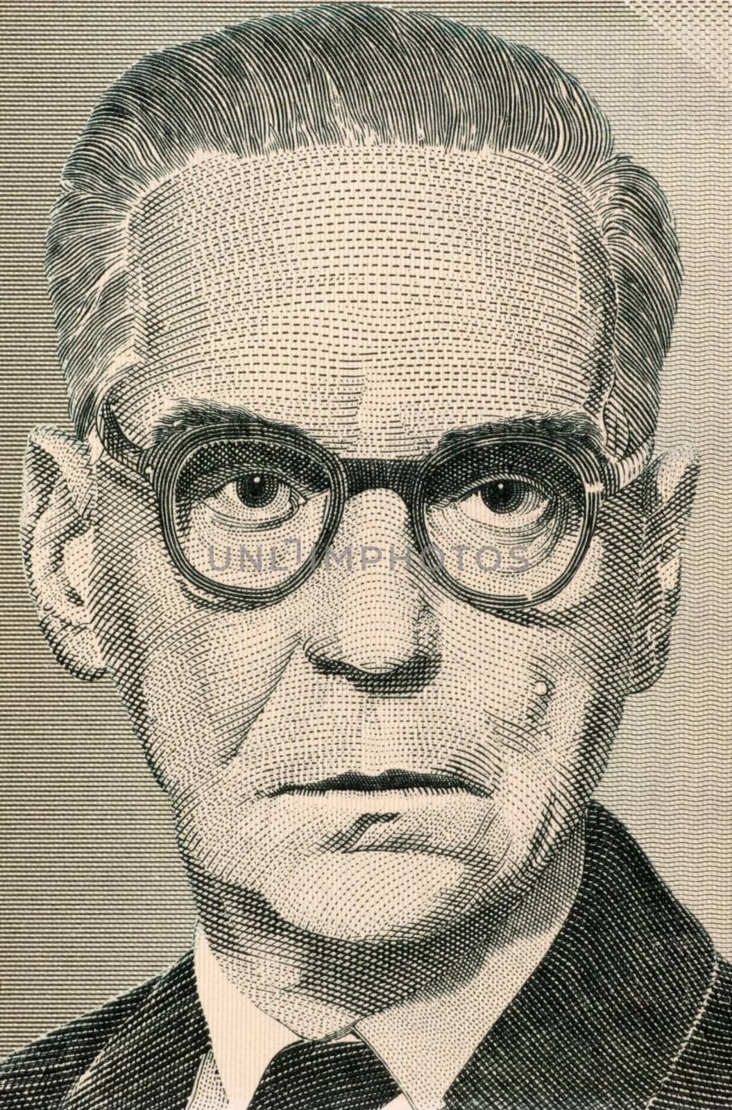 Ivo Andric (1892-1975) on 10 Million Dinara 1994 Banknote from Yugoslavia. Novelist, short story writer, and the 1961 nobel prize winner in literature.