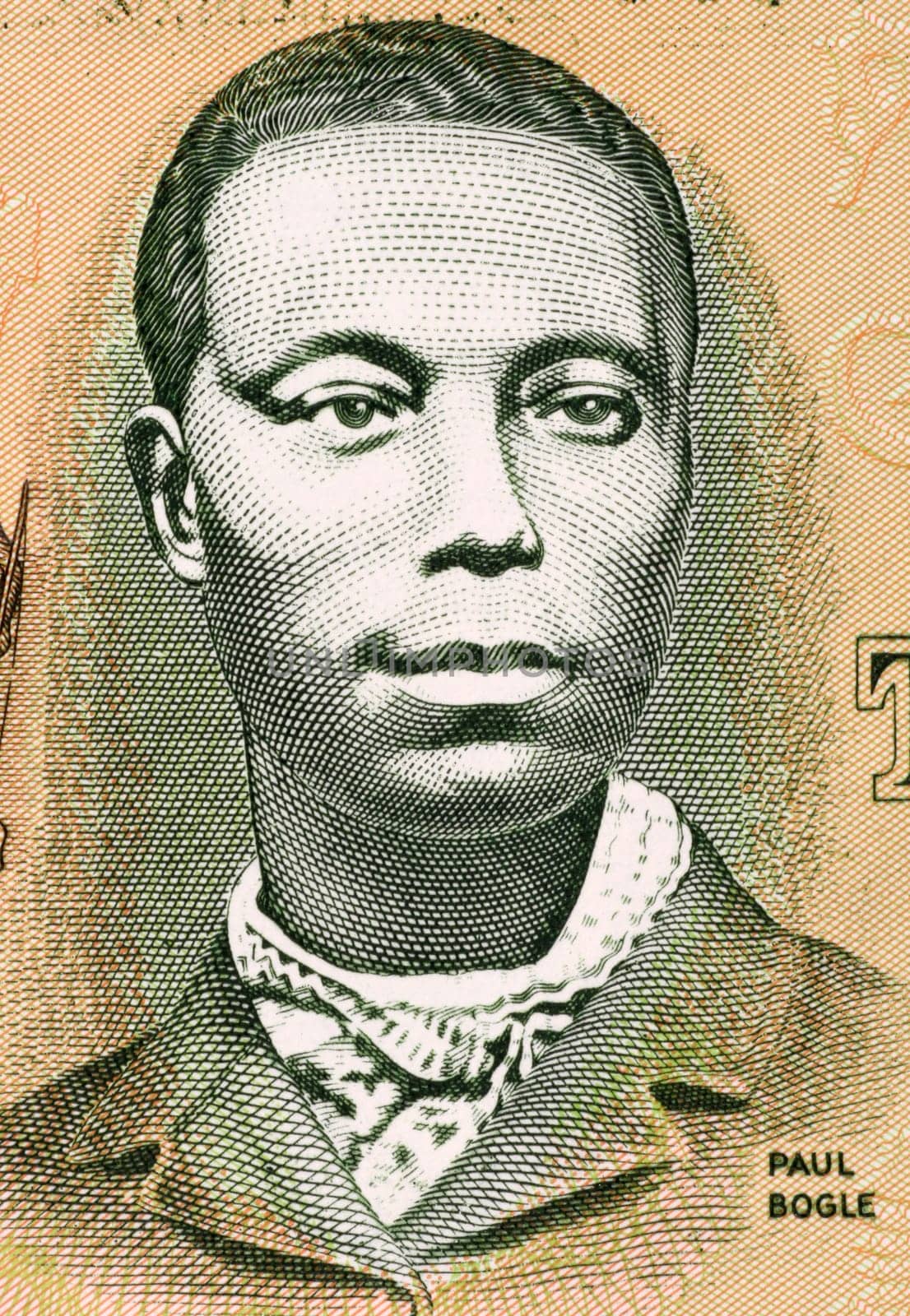 Paul Bogle (1820-1865) on 2 Dollars 1993 Banknote from Jamaica. Jamaican Baptist deacon and national hero.