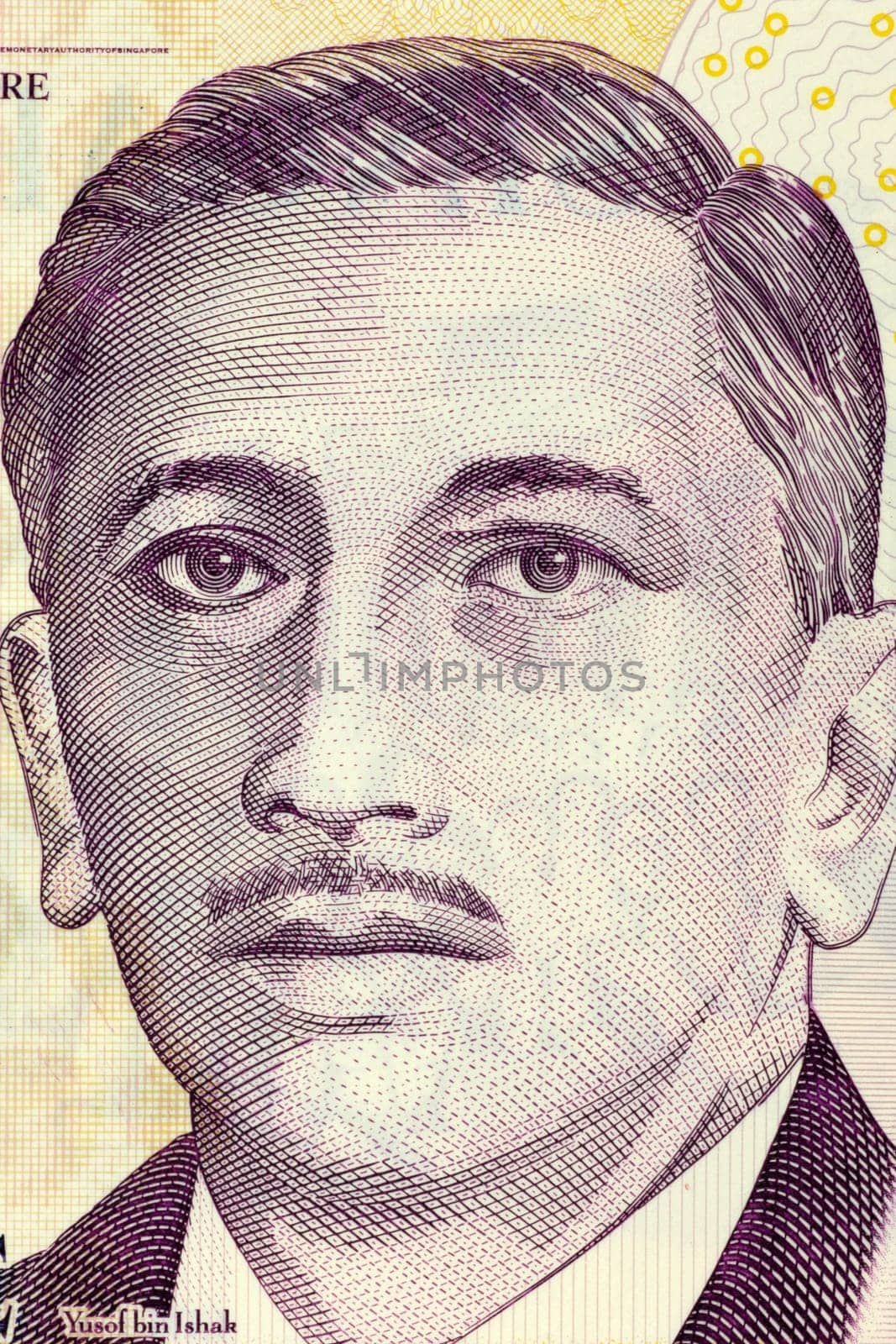 Yusof bin Ishak (1910-1970) on 2 Dollars 2005 Banknote from Singapore. Eminent Singaporean politician and the first President of Singapore.