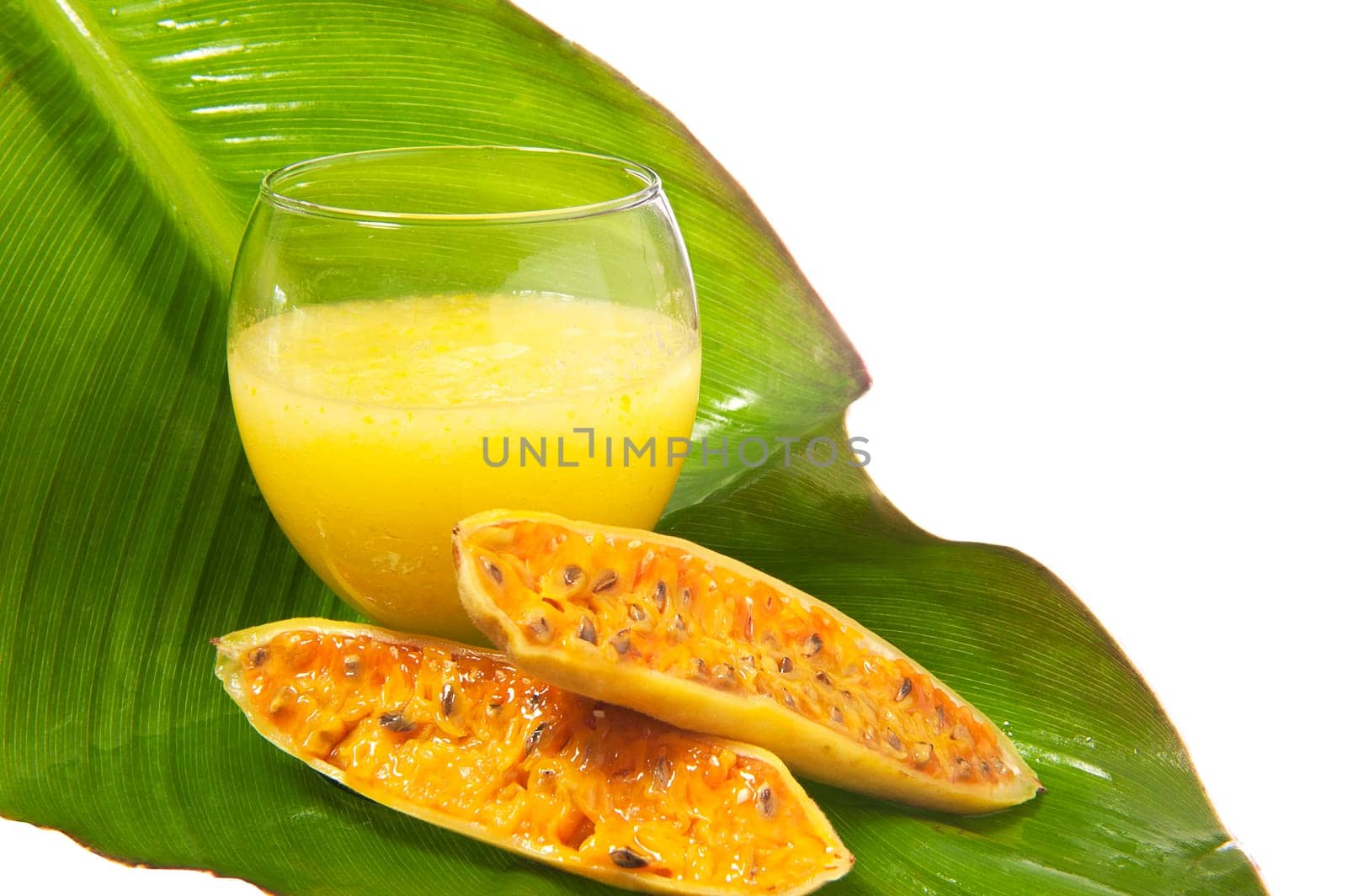 the passion fruit or taxo on white background