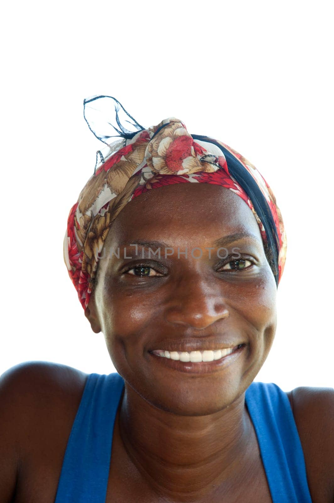 a portrait of a black woman smiling