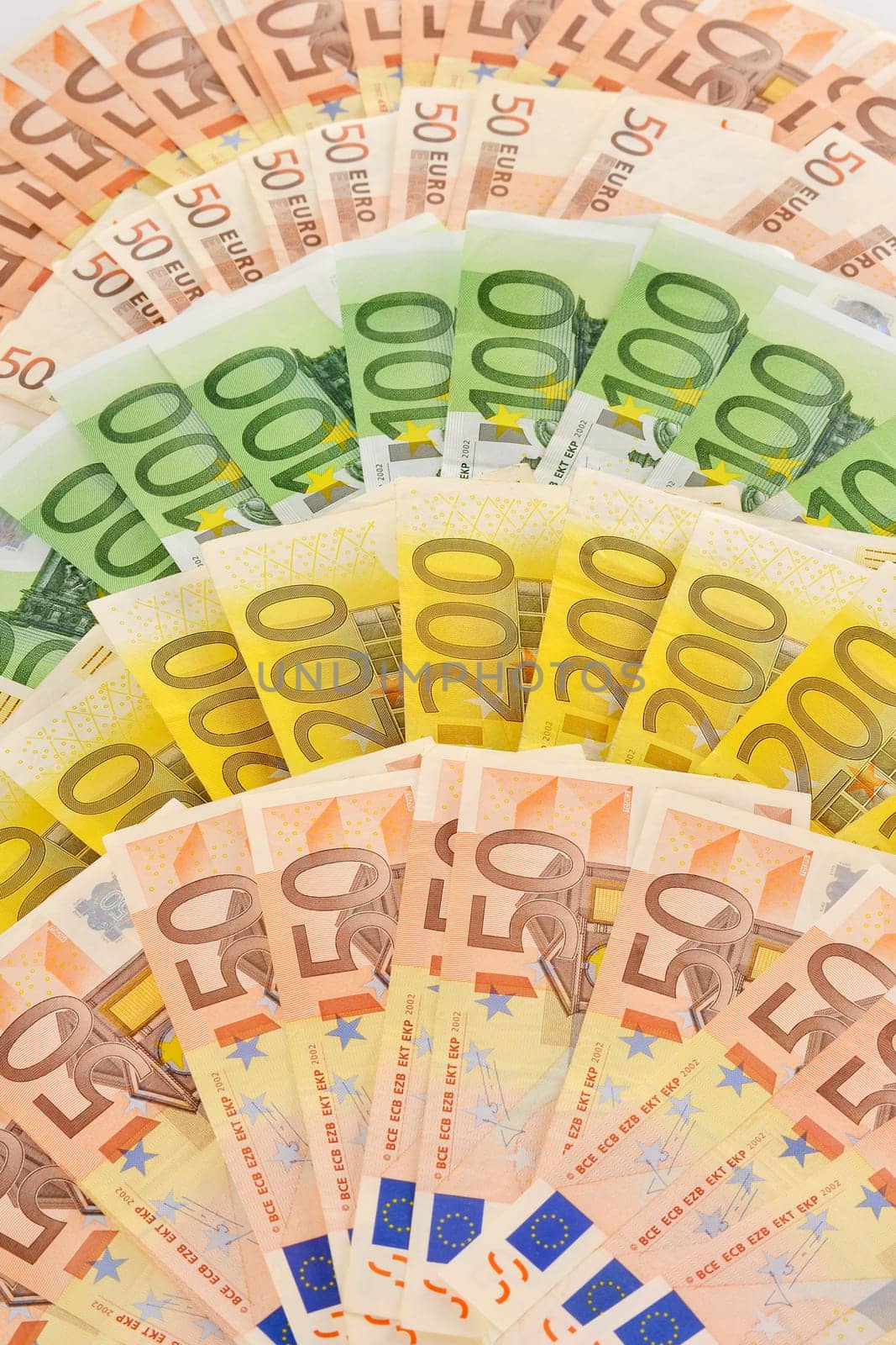 Composition with Euro banknotes. European Union currency