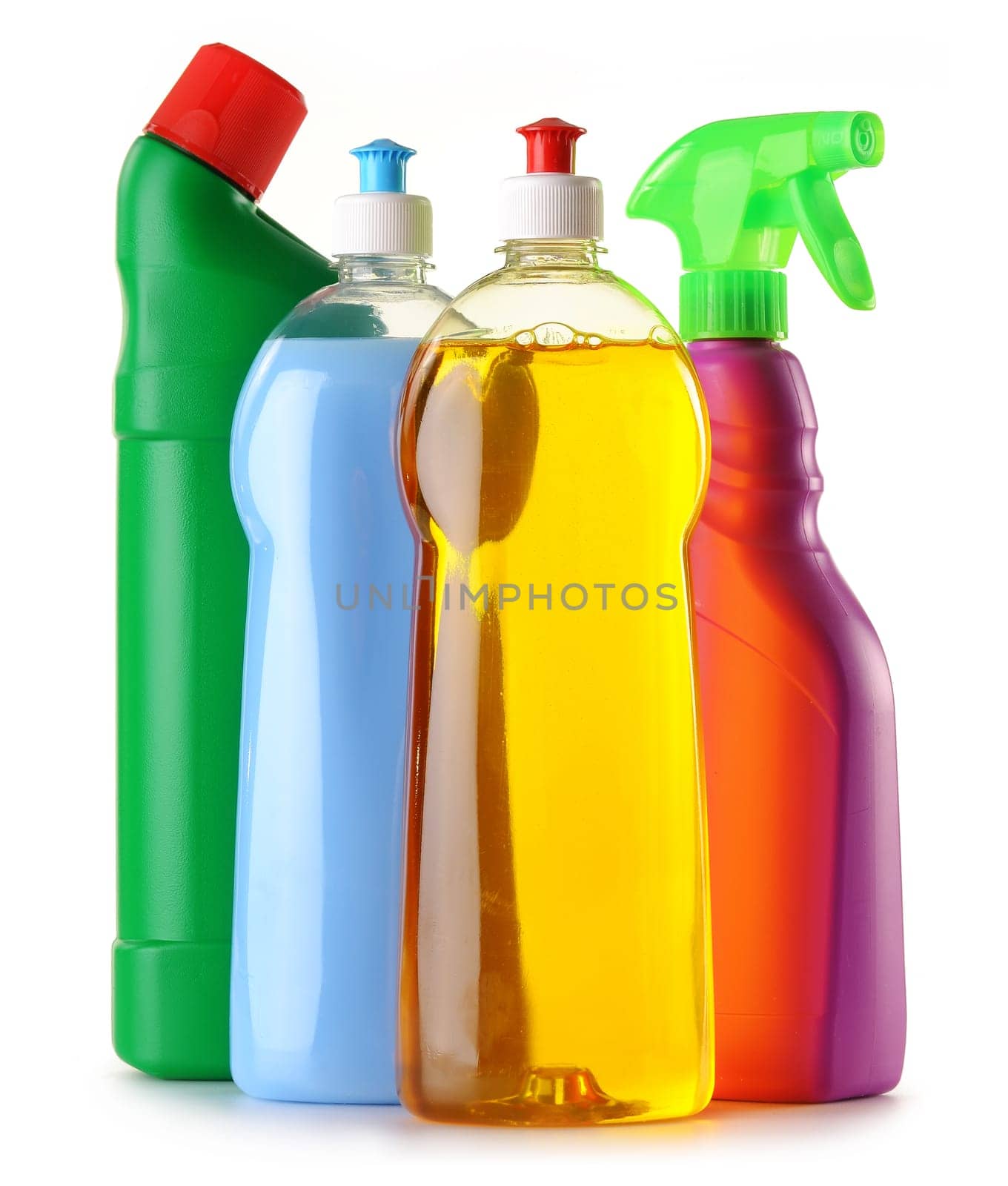 Detergent bottles isolated on white