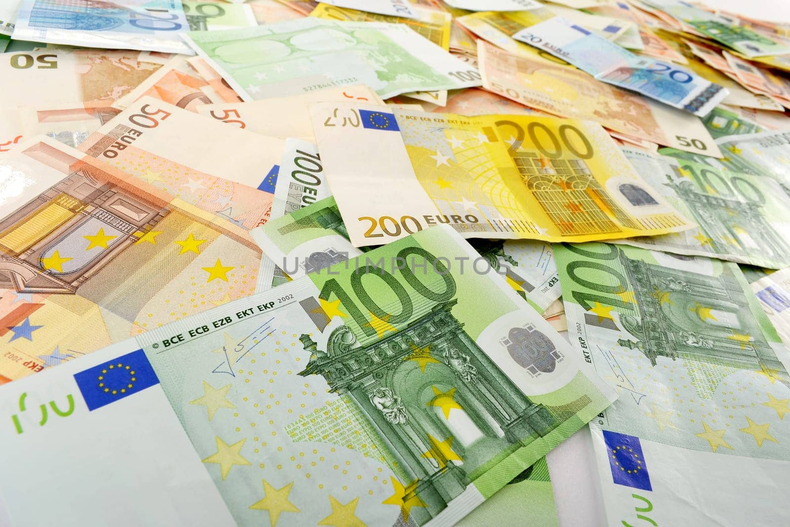 Composition with Euro banknotes. European Union currency