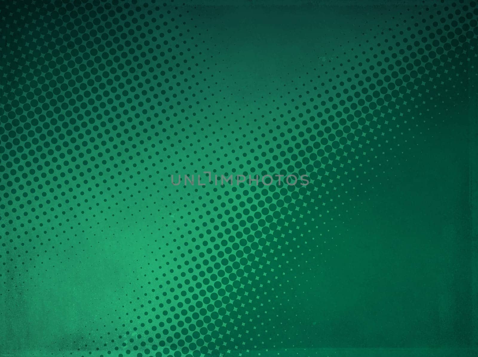 Grunge abstract halftone background made of a light and dark green dotted pattern.