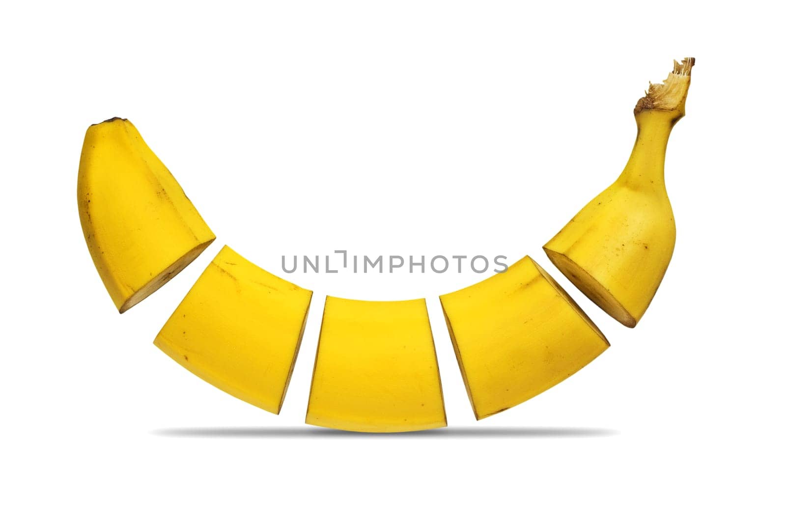 banana sliced in a five pieces
