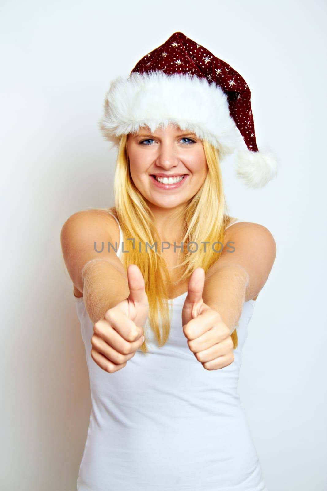 Frustrated Santa Claus with thumbs down