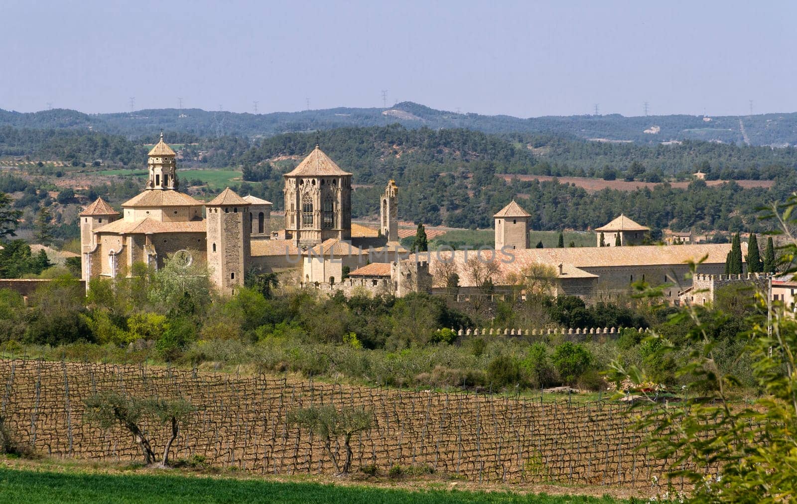 Monastery of Santa Maria de Poblet, Catalonia, Spain overview