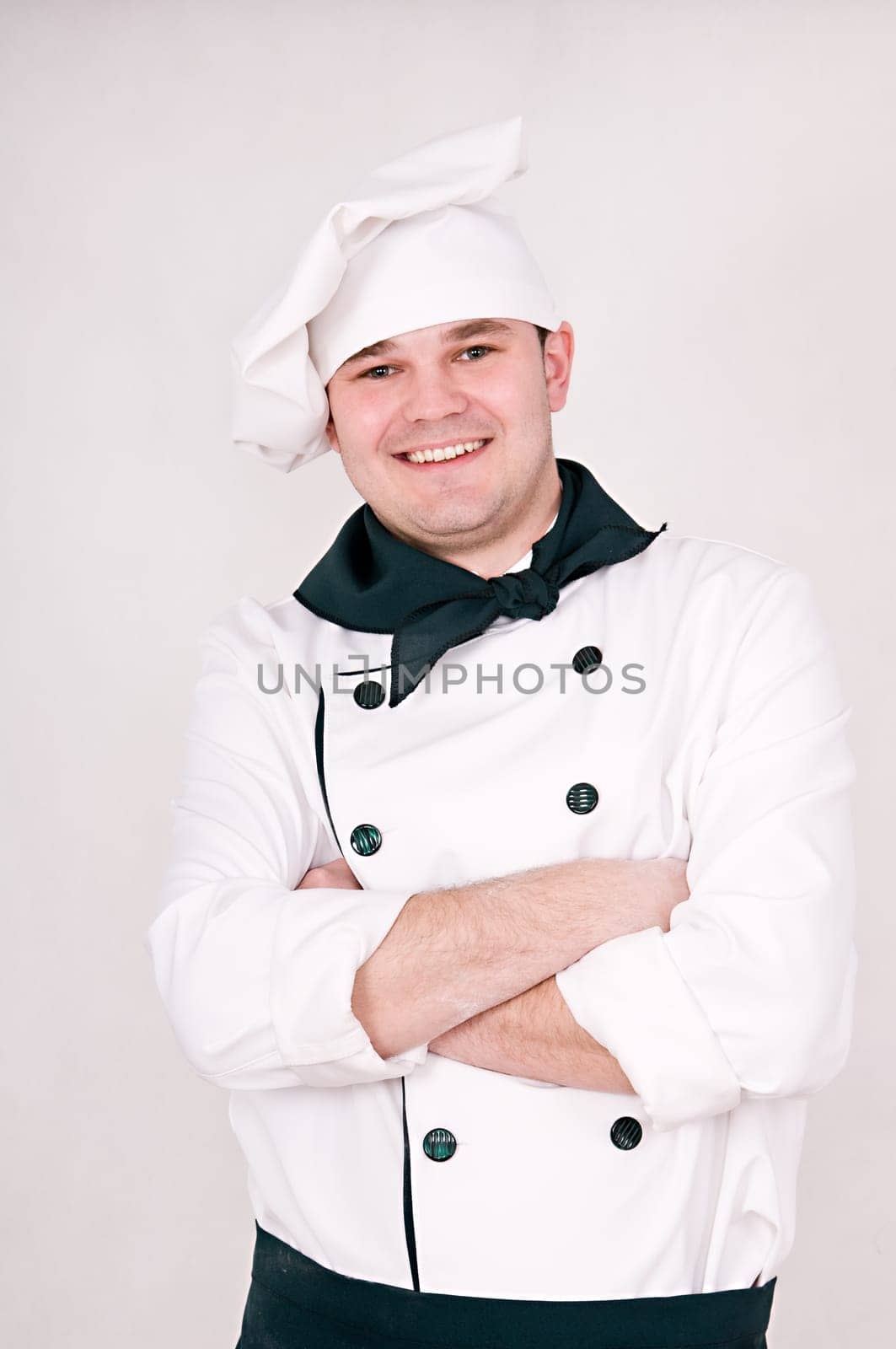 smiling man cook  isolated on white background