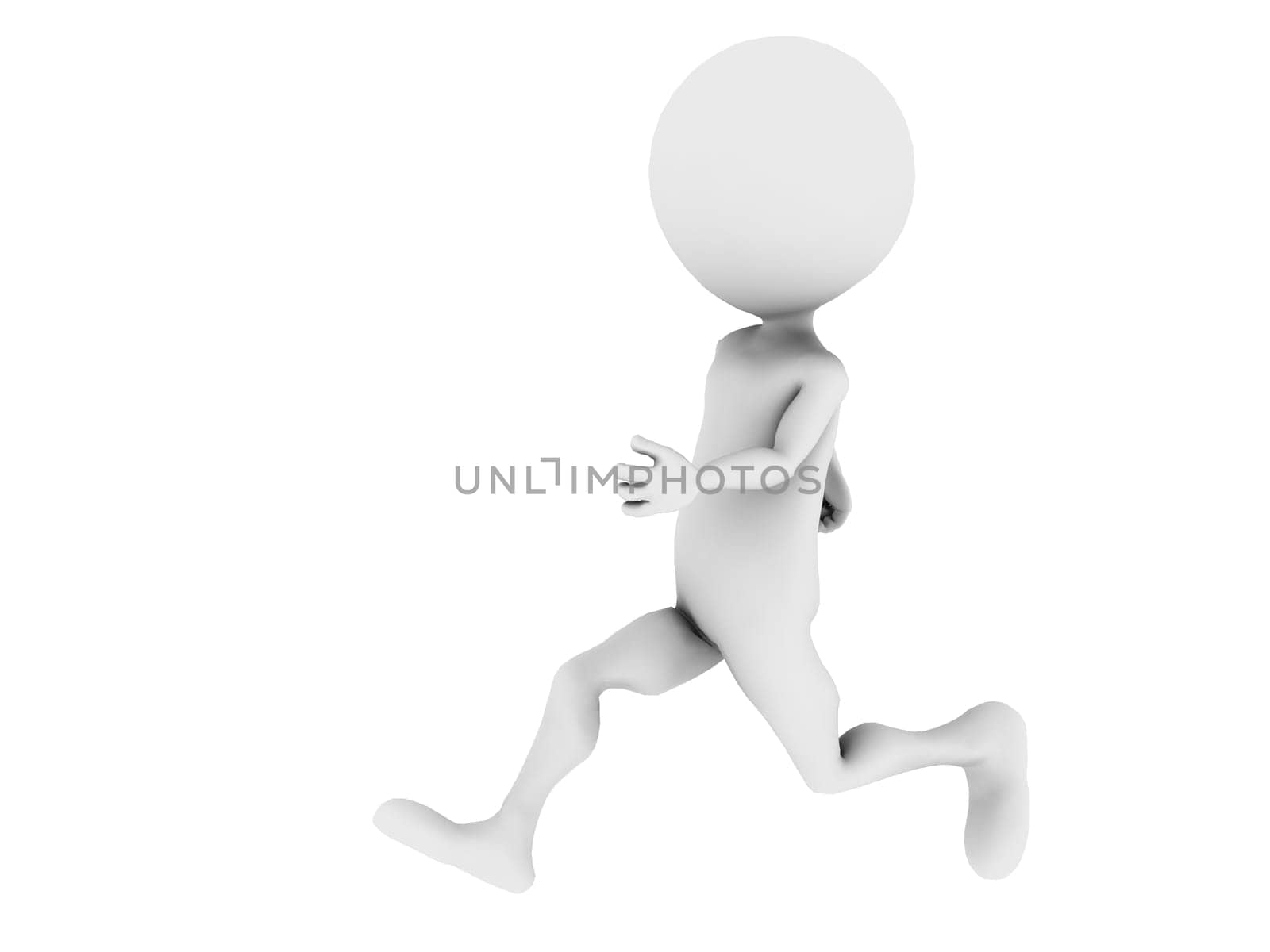 Running 3d puppet. Isolated on white background