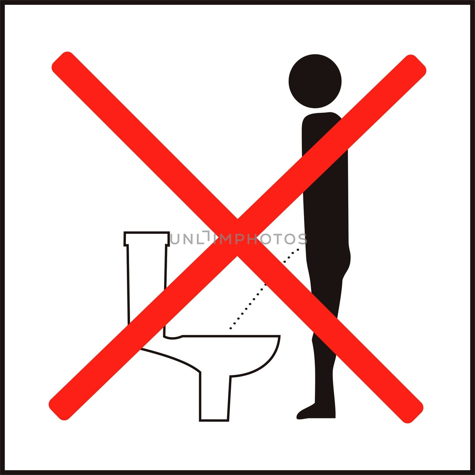 Incorrect position of urinating 3d public sign icon