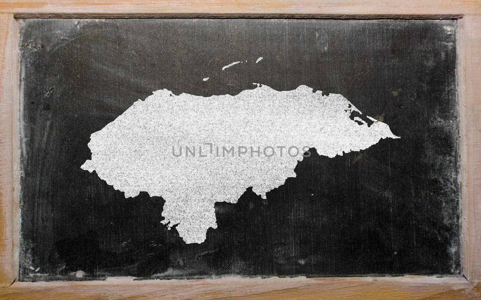 drawing of honduras on blackboard, drawn by chalk