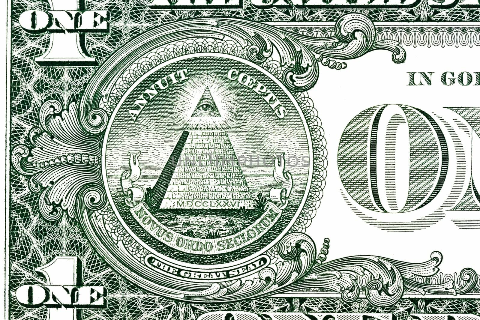 Dollar pyramid on white background