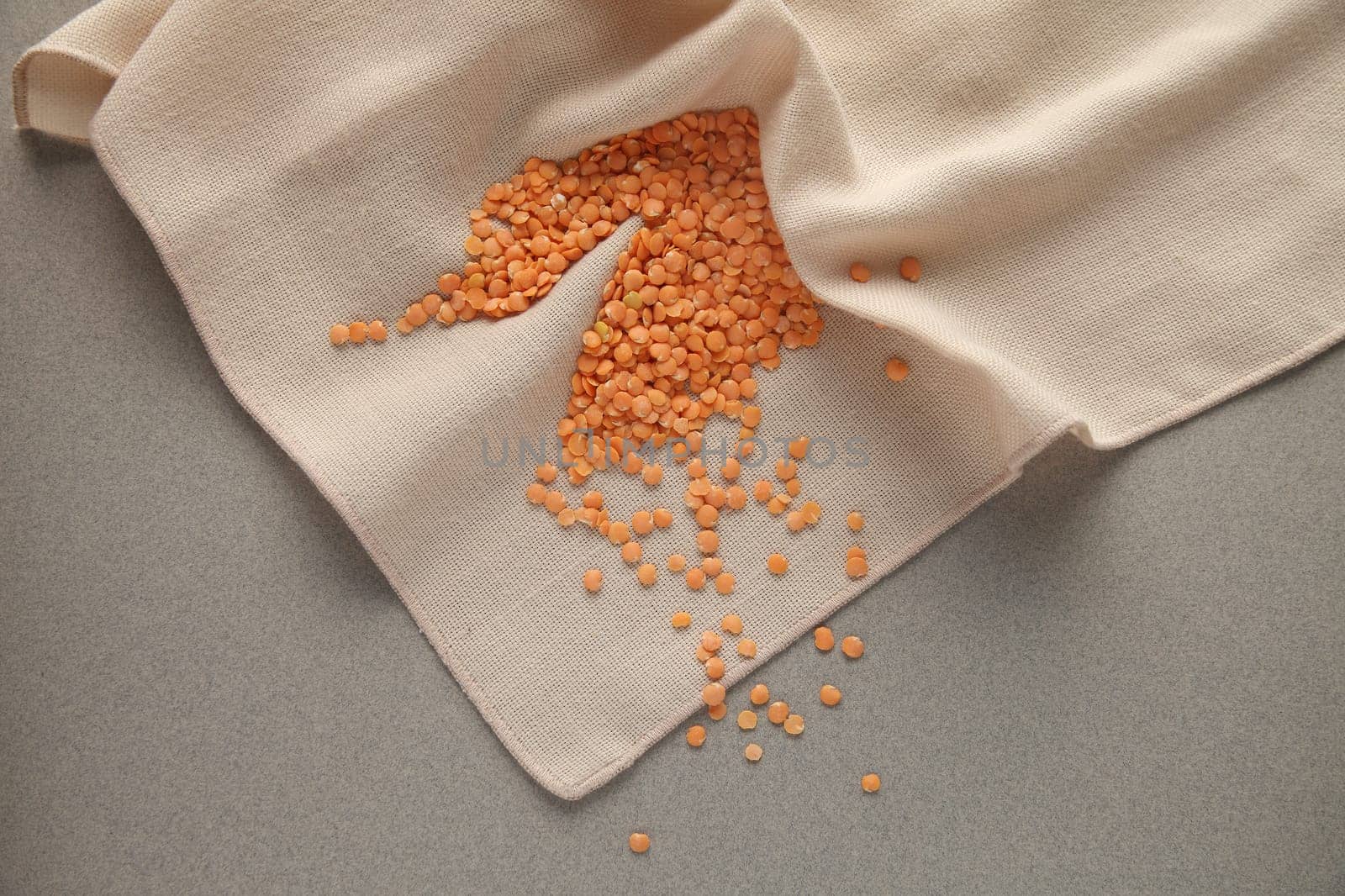 red lentils on a cloth napkin