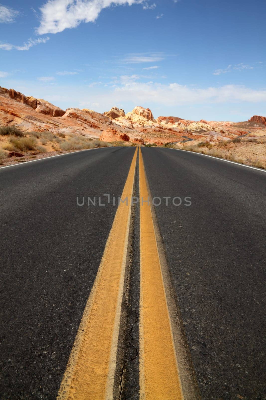 Empty highway into American southwest