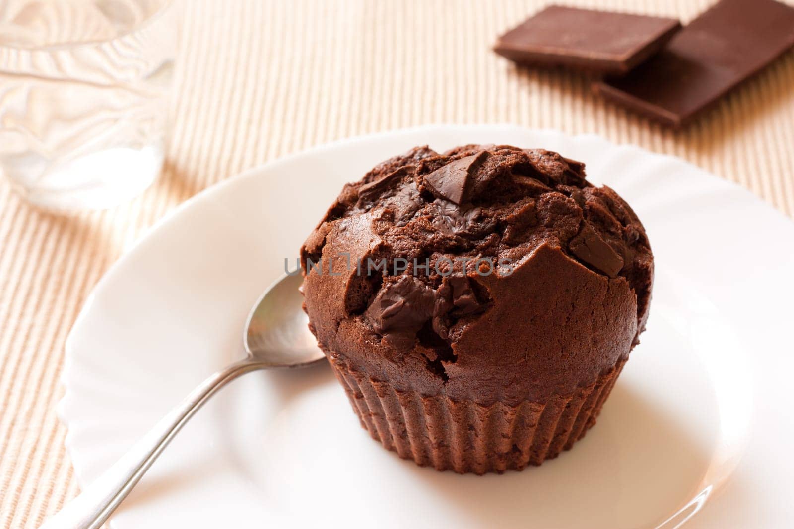 Chocolate muffins with dark chocolate chips